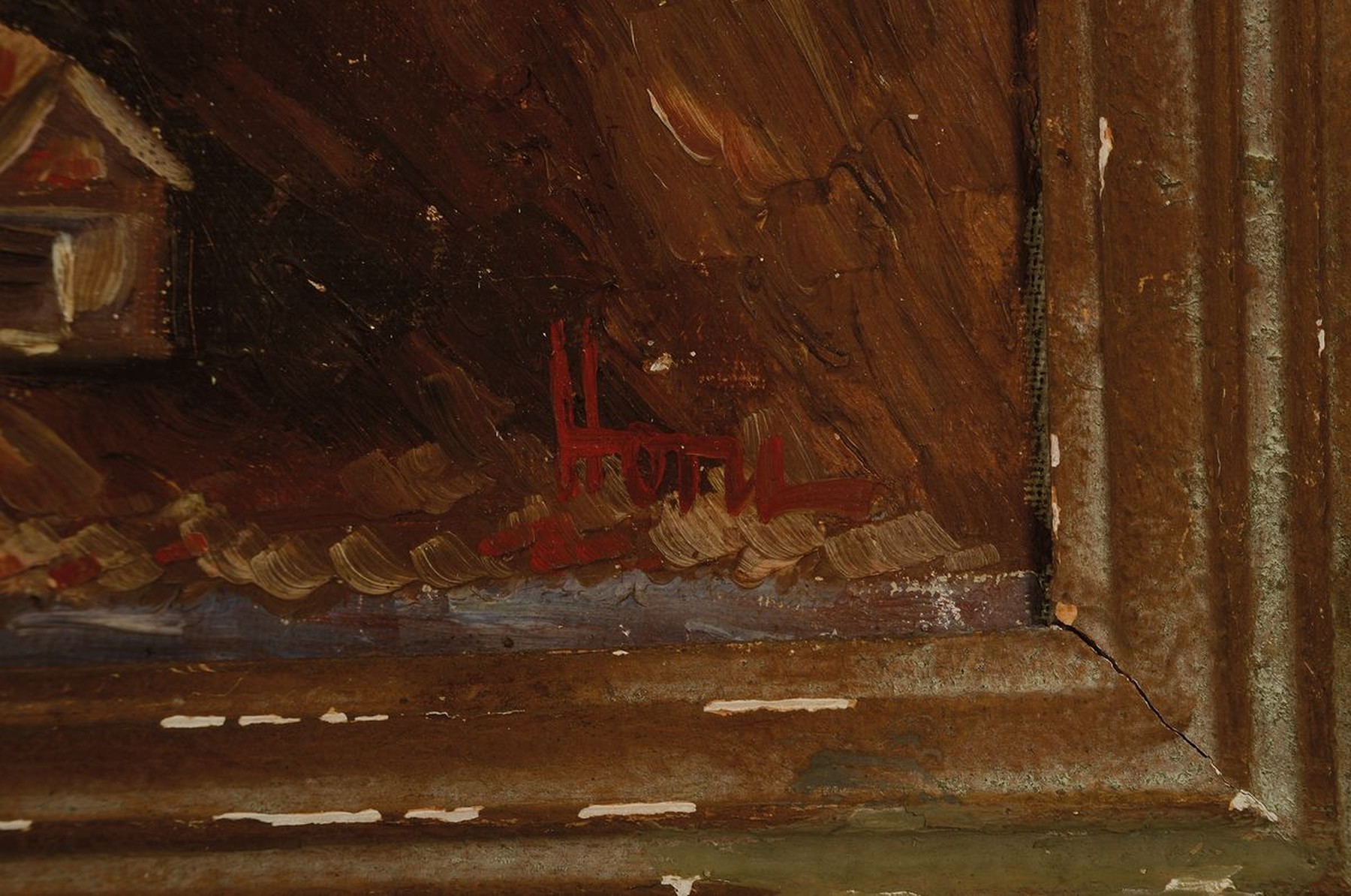 Detail a: Carl Horn, 1874 Kassel-1945 München, Studium an der Akademie München, hier: Blick über die Dächer auf Regensburg, Öl/Lwd, rechts unten signiert, ...