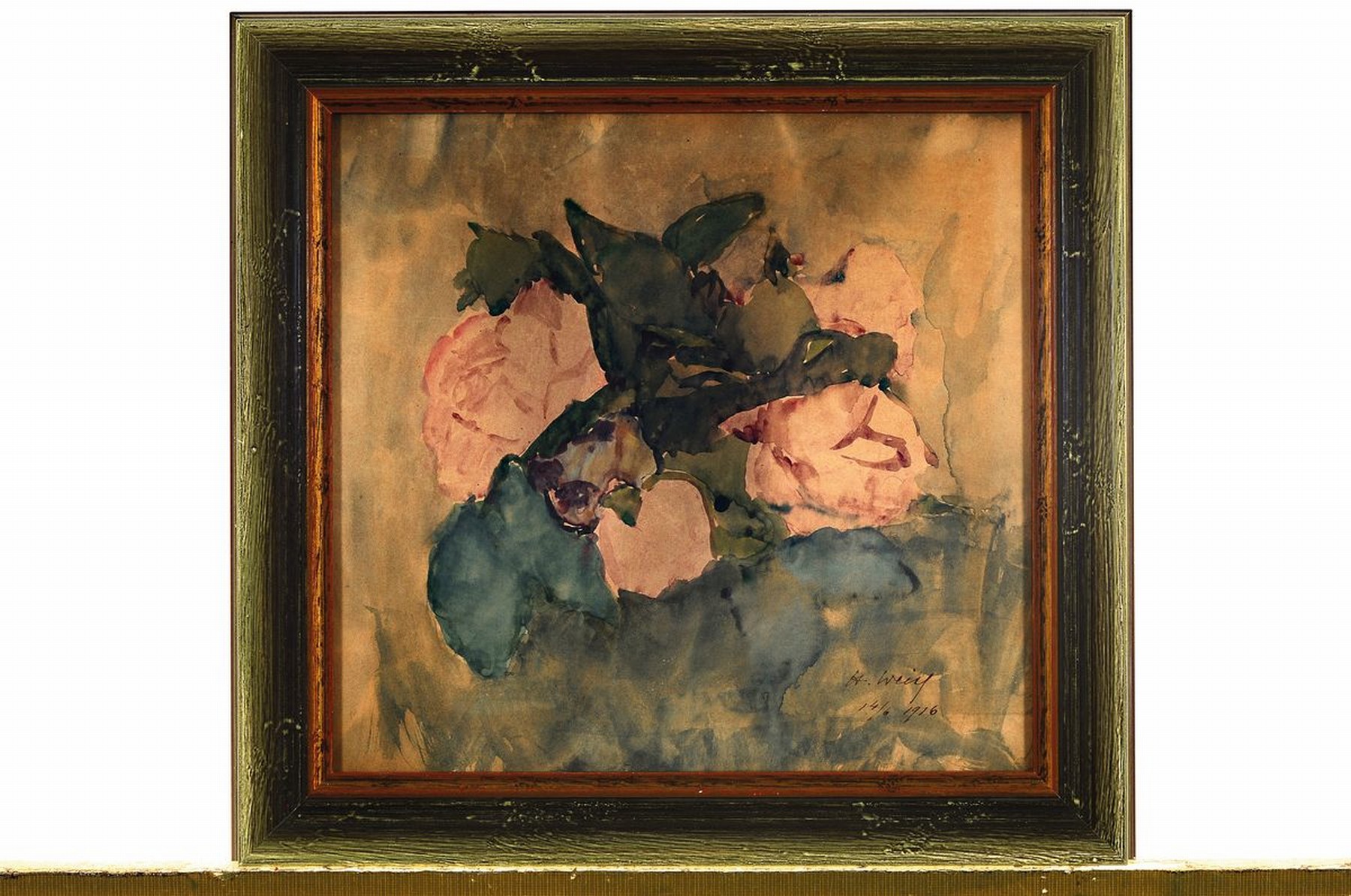 Detail k: Hedwig Weiss, 1860-1923, Rosen, Aquarell auf Papier, rechst unten signiert und dat. 14/6/1916, ca. 24x24cm, u.Gl., R. ca. 31x31cm