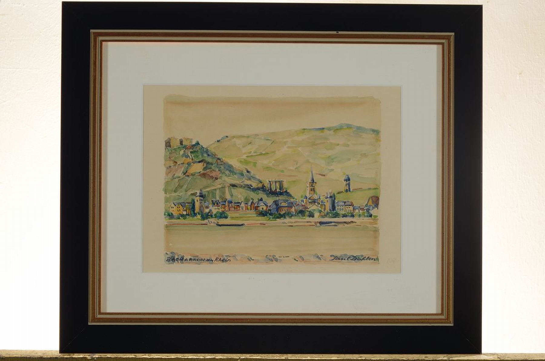 Detail k: Paul Dahlen, 1881-1954, Blick auf Bacharach am Rhein, Aquarell auf Papier, sign., ca. 15x19cm, PP, u.Gl., R. ca. 30x36cm