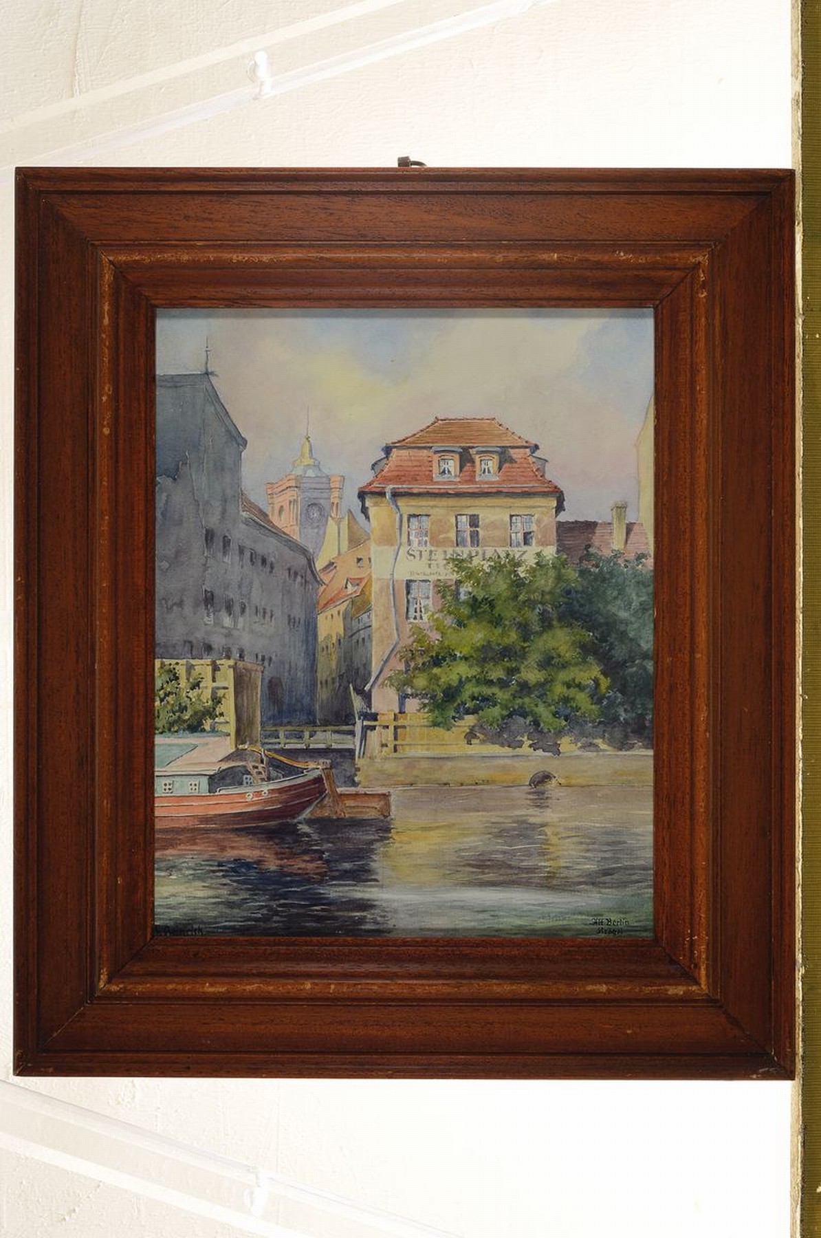 Detail k: Franz Heinrich, geb. 1885 Berlin, Krögel mit dem Roten Rathaus in Berlin, Aquarell auf Papier, links unten signiert, rechts unten bez.: Krögel Alt ...