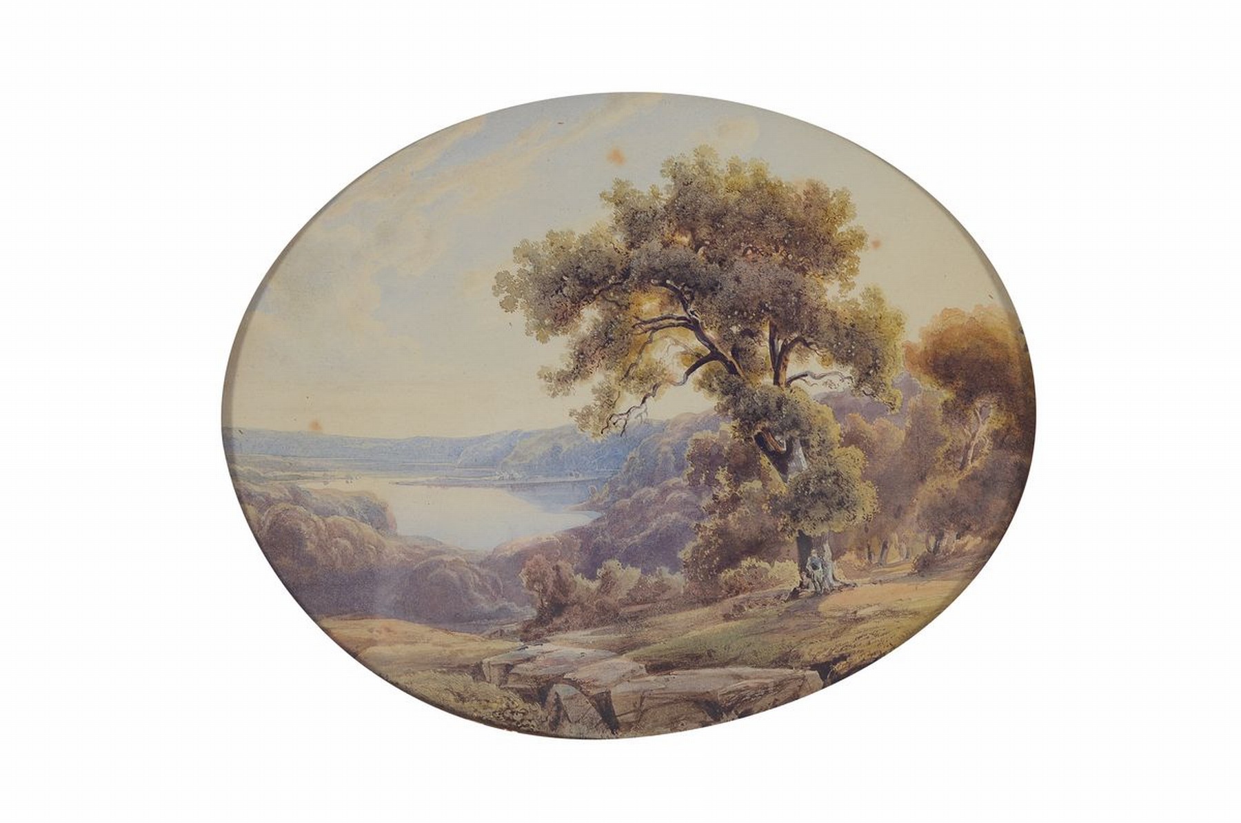 Detail a: Süddeutscher Künstler, Mitte 19. Jh., Gebirgsseen, spätromantische Aquarelle von feiner Qualität, re. außen unleserlich signiert und datiert ...