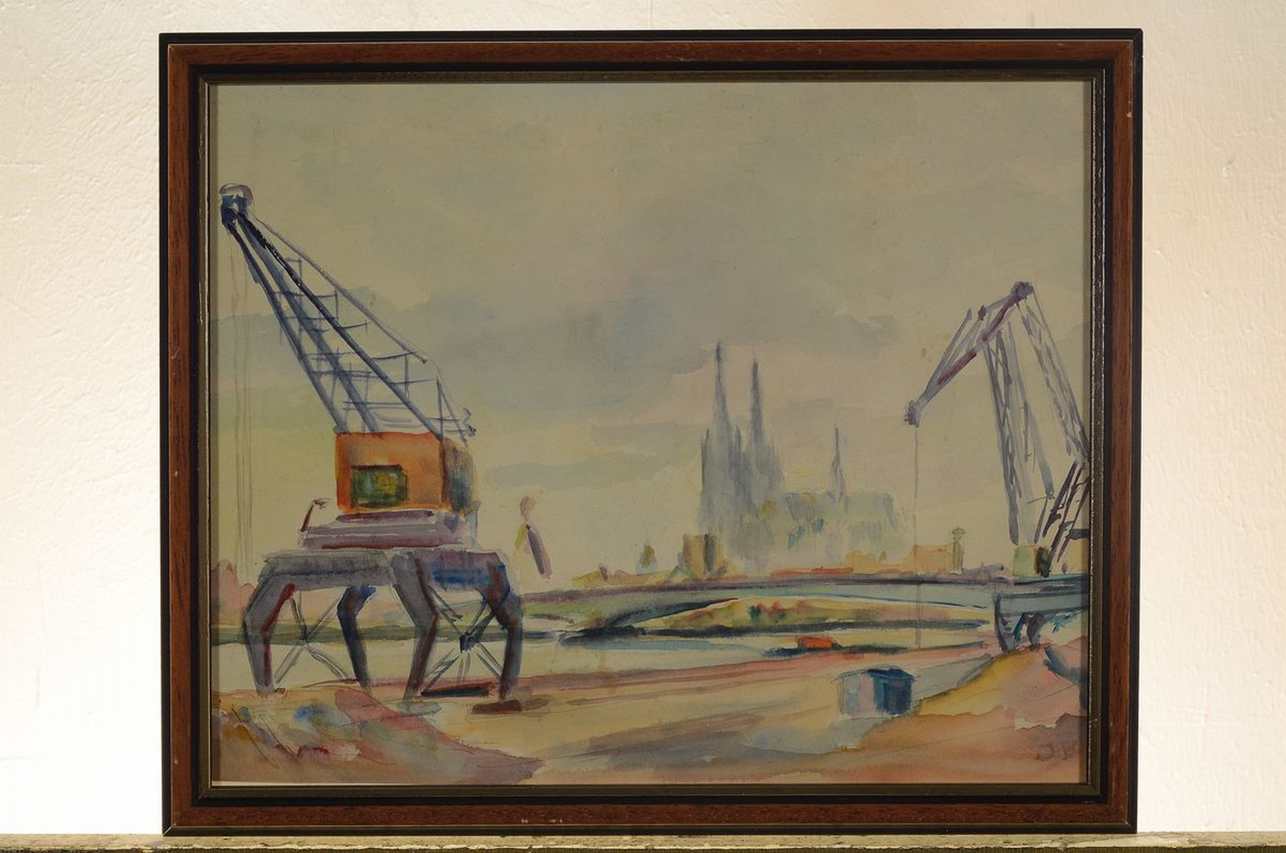 Detail k: Franz Josef Blaschke, 1916-1984 Köln, 2 Aquarelle: Der Rheinhafen Köln Deutz, rechts unten monogr., ca. 23x29cm, u.Gl., R., Der Obersee, rechts ...