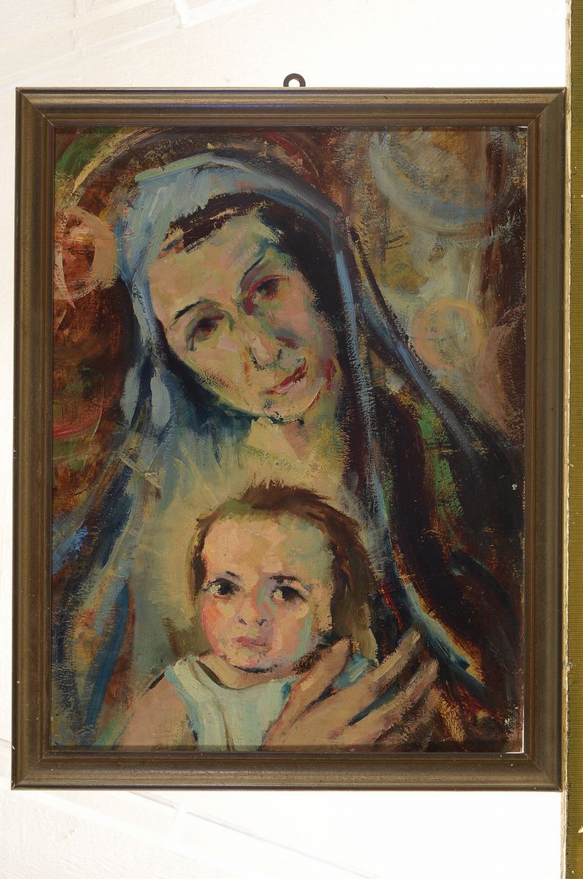 Detail k: Franz Juncker, 1899 Speyer-1980 Homburg, Theologe, Lyriker und Maler, hier: Mutter mit Kind, Öl/Holz, ca. 40x30cm, R. ca. 44x34c,
