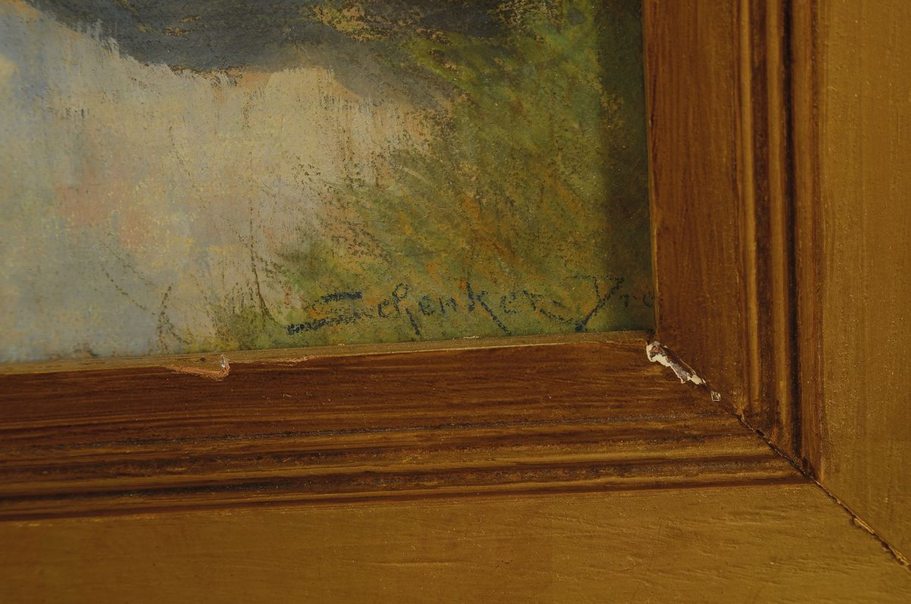 Detail a: Jacques Matthias Schenker, 1854-1927, Vorfrühling bei Moselkern Untermosel, Gouache und Farbkreide auf Papier, rechts unten sign., ca. 30x43cm, ...