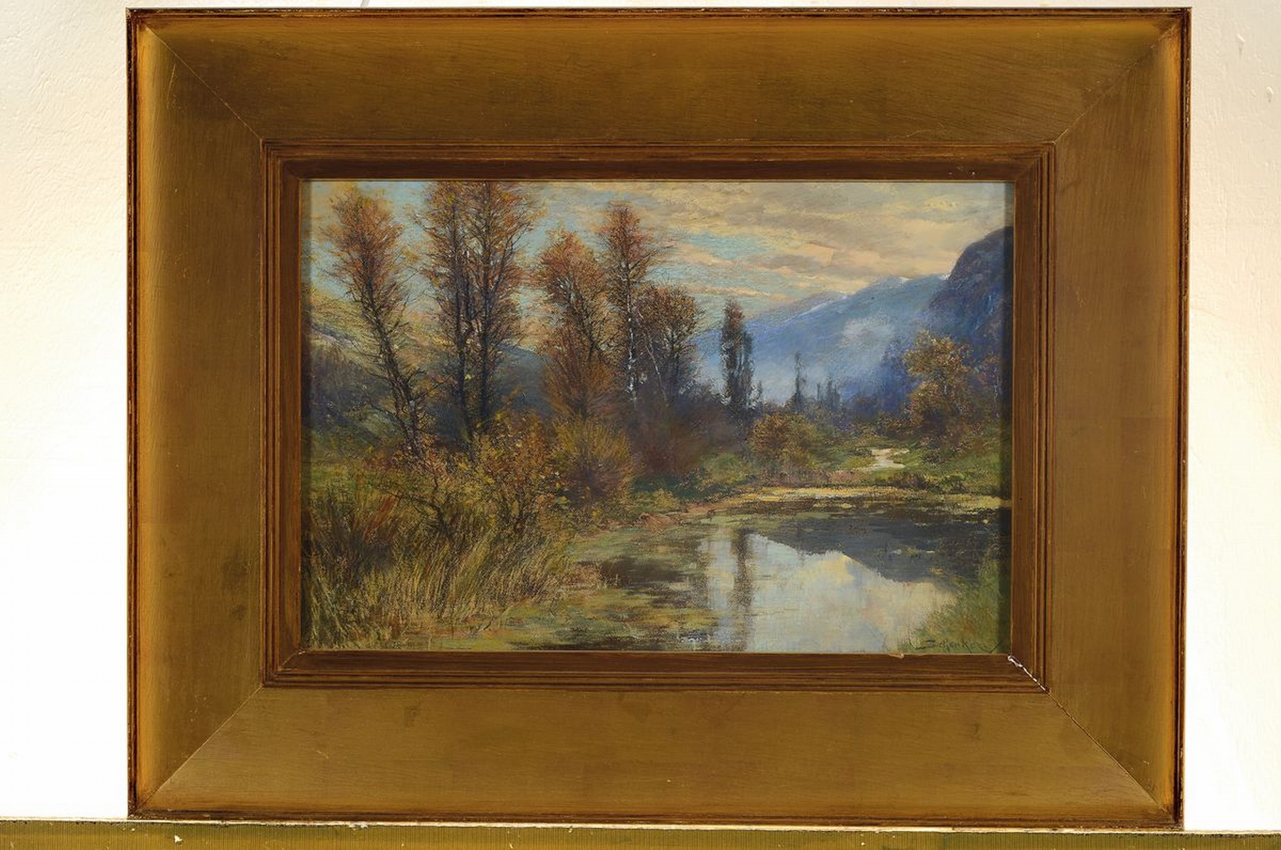 Detail k: Jacques Matthias Schenker, 1854-1927, Vorfrühling bei Moselkern Untermosel, Gouache und Farbkreide auf Papier, rechts unten sign., ca. 30x43cm, ...
