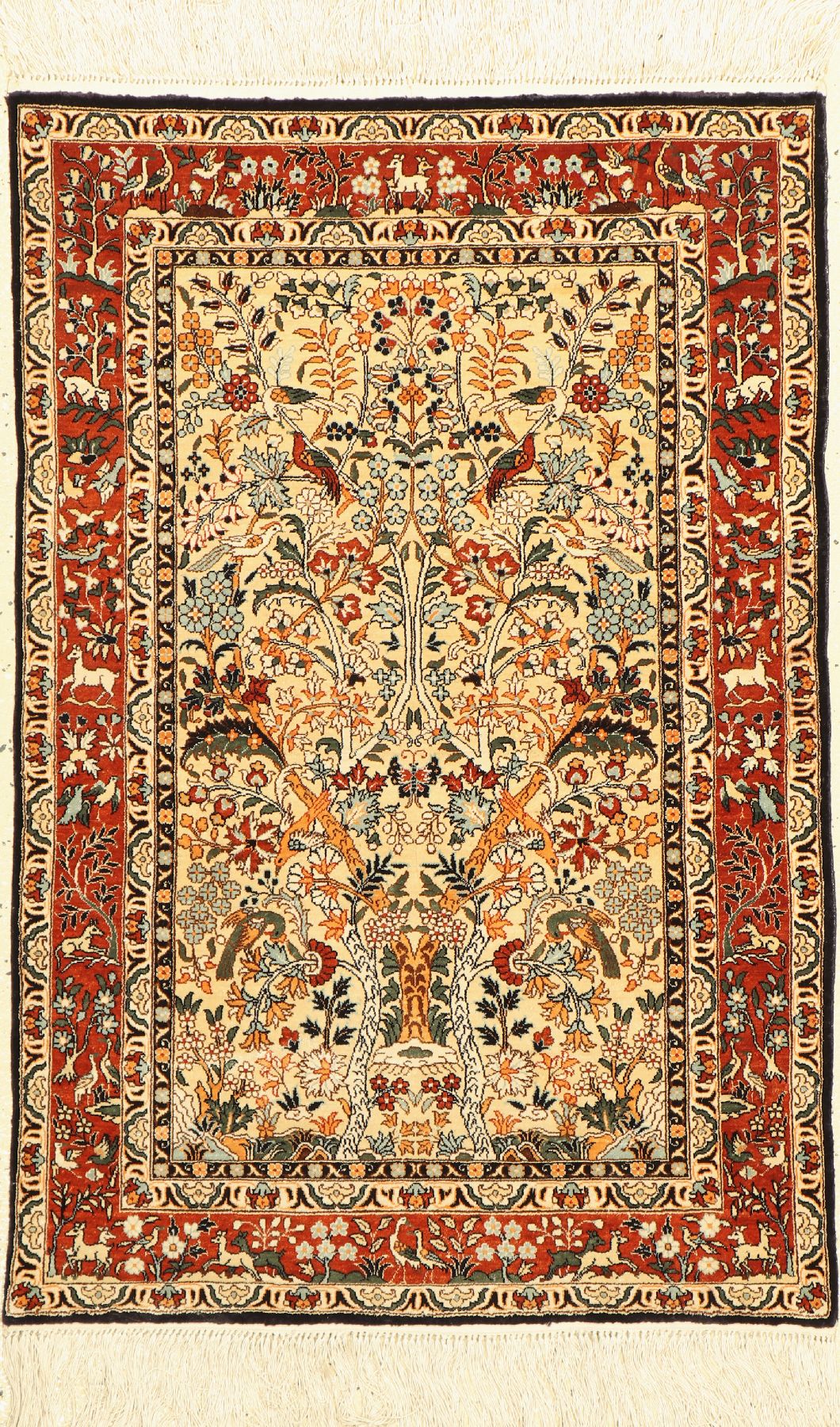 Hereke Seide fein, China, ca. 40 Jahre, reine Naturseide, ca. 93 x 63 cm, EHZ: 2