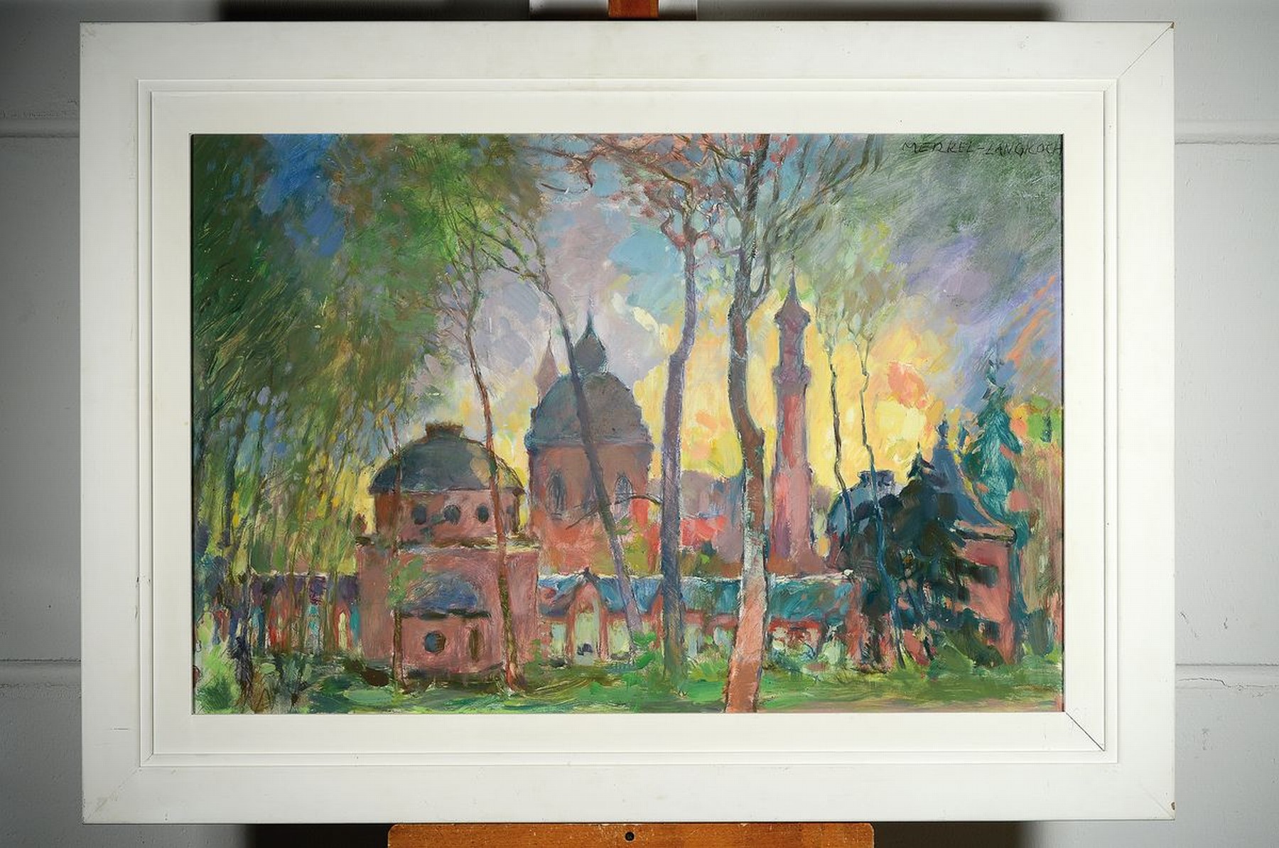 Detail k: Adolf Merkel-Langkoch, geb. 1900 in Schwetzingen, Die Moschee im Schwetzinger Schloßgarten, Öl/Malkarton, rechts oben signiert, ca. 60x90cm, R. ca. ...