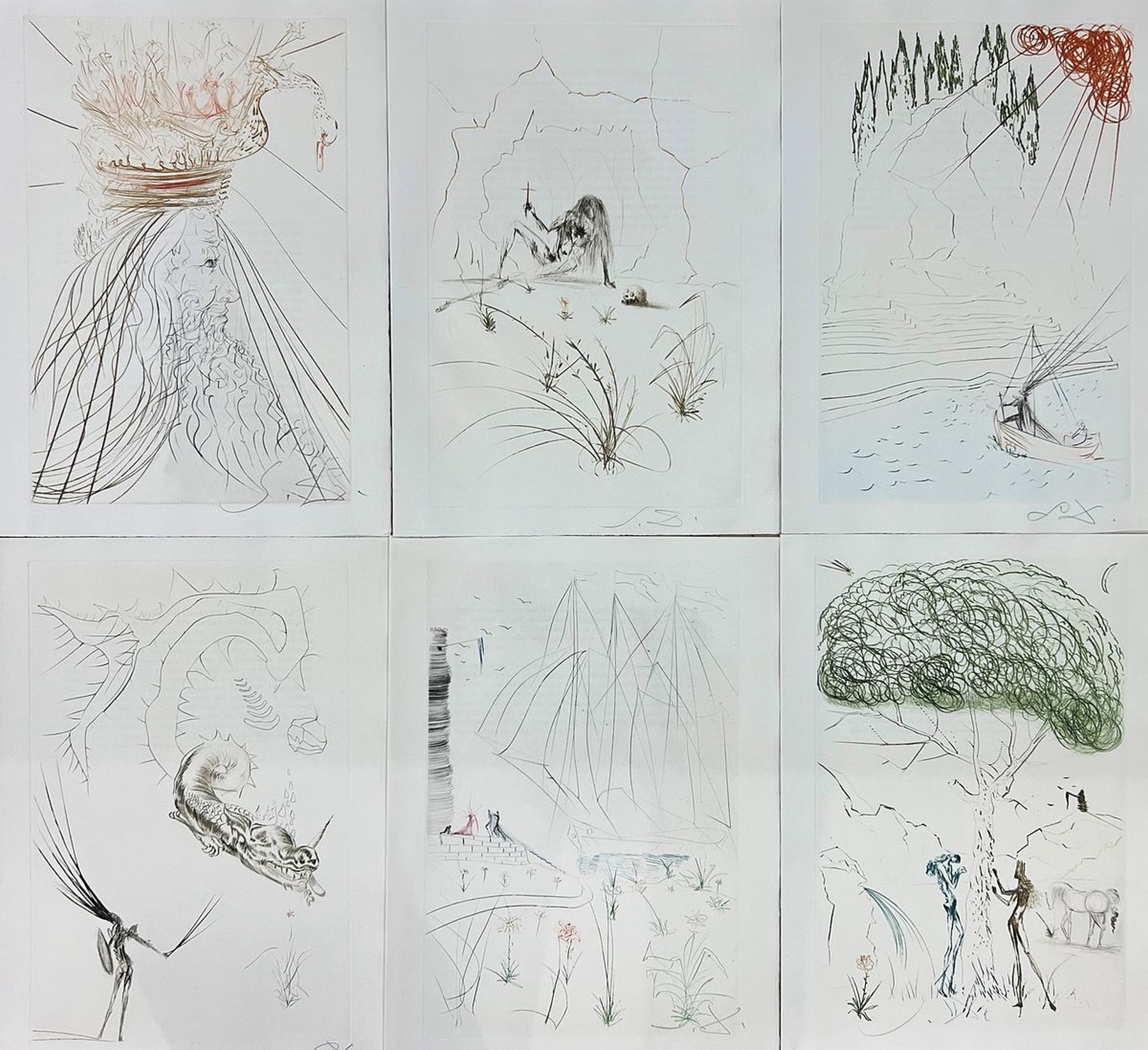 Salvador Dali, 1904 Figueres - 1989 ebenda, "Tristan und Isolde" (1968/69), Zyklus aus 21 Kaltnadelradierungen auf Vekin de Rives, Ed. ...