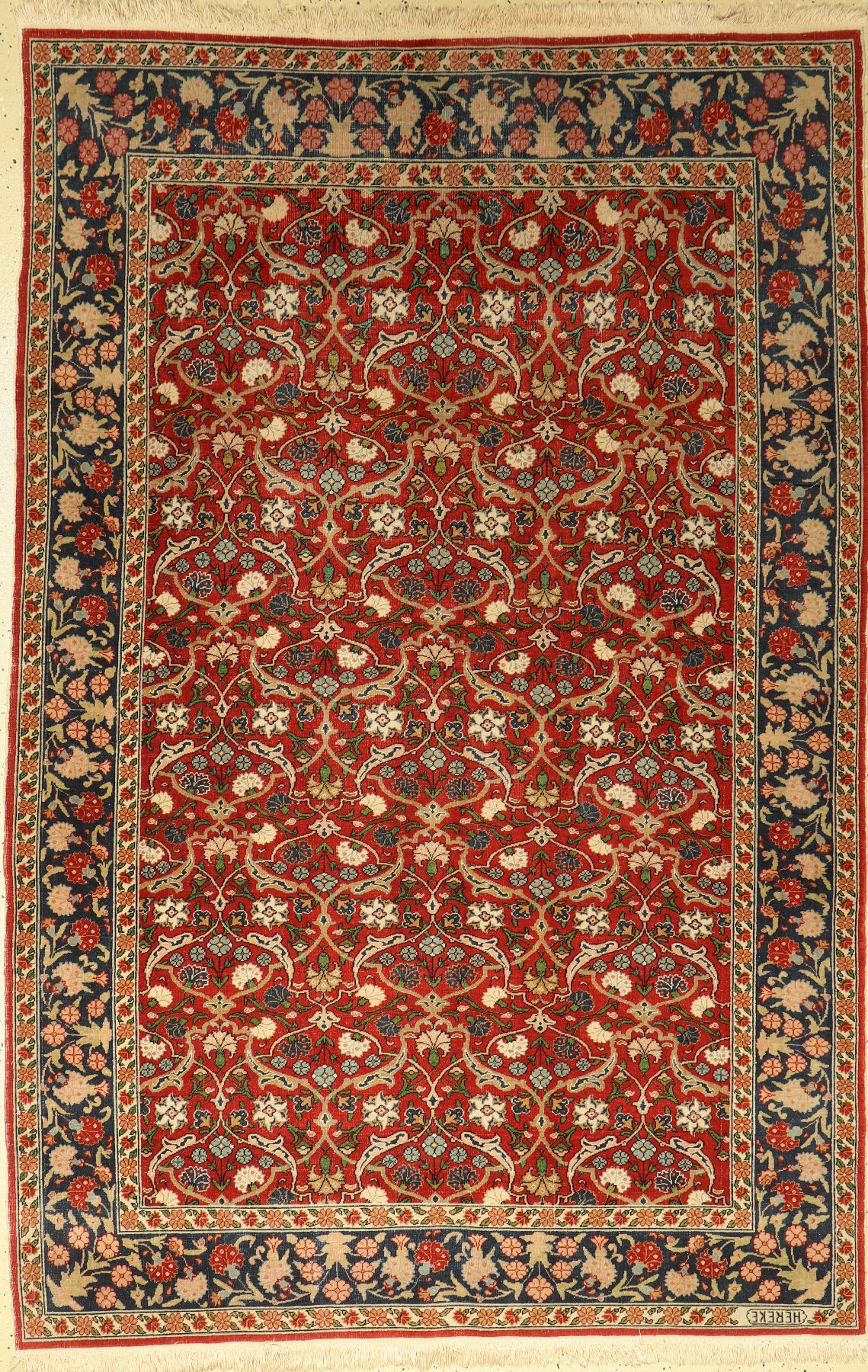 Hereke signiert, Türkei, ca. 60 Jahre, Wolle auf Baumwolle, ca. 216 x 144 cm, EHZ: 3