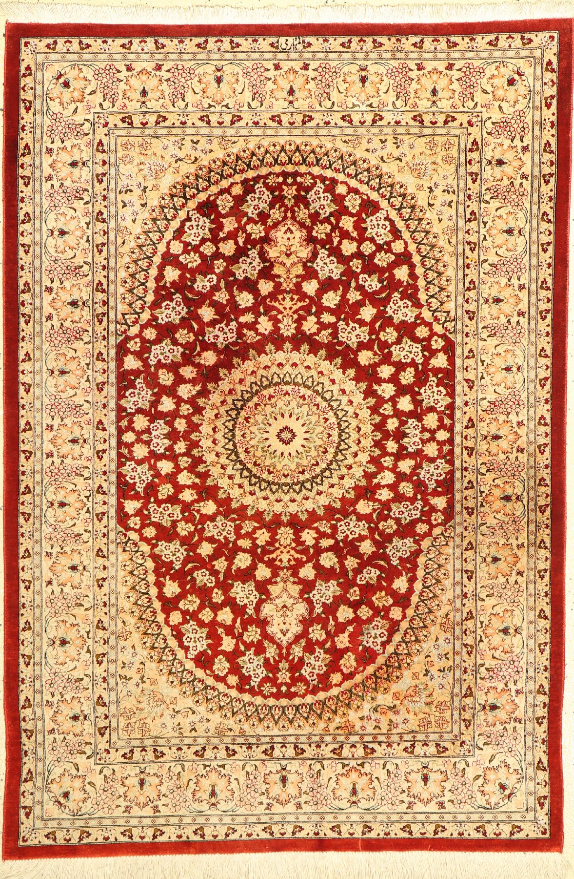 Ghom Seide, signiert, (Erami), Persien, ca.50 Jahre, reine Naturseide, ca. 147 x 101 cm, ca. 1,0 Mio. Kn/qm, EHZ: 2