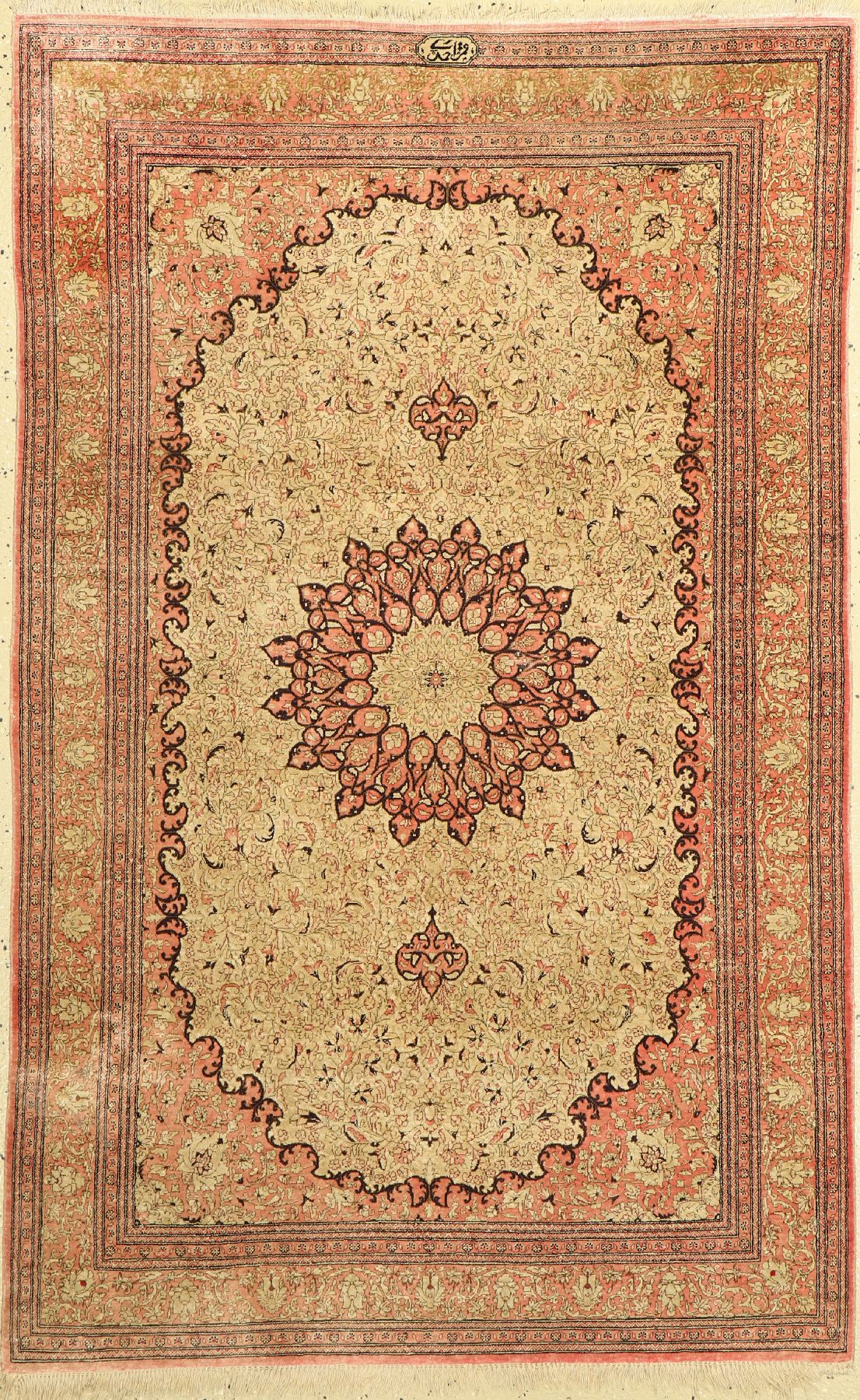 Ghom Seide, signiert, (Ahmadi), Persien, ca. 50 Jahre, reine Naturseide, ca. 152 x 95 cm, ca. 1,0 Mio. Kn/qm, EHZ: 2