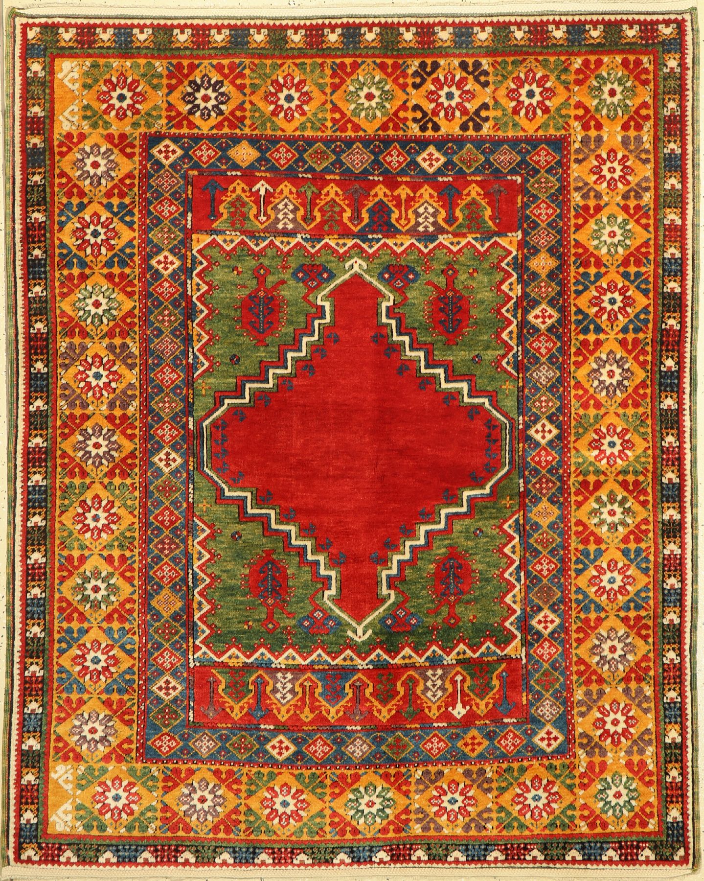 Mudjur(Reproduktion), Türkei, ca. 20 Jahre,Wolle auf Wolle, ca. 185 x 149 cm, (Pflanzenfarben), EHZ: 2