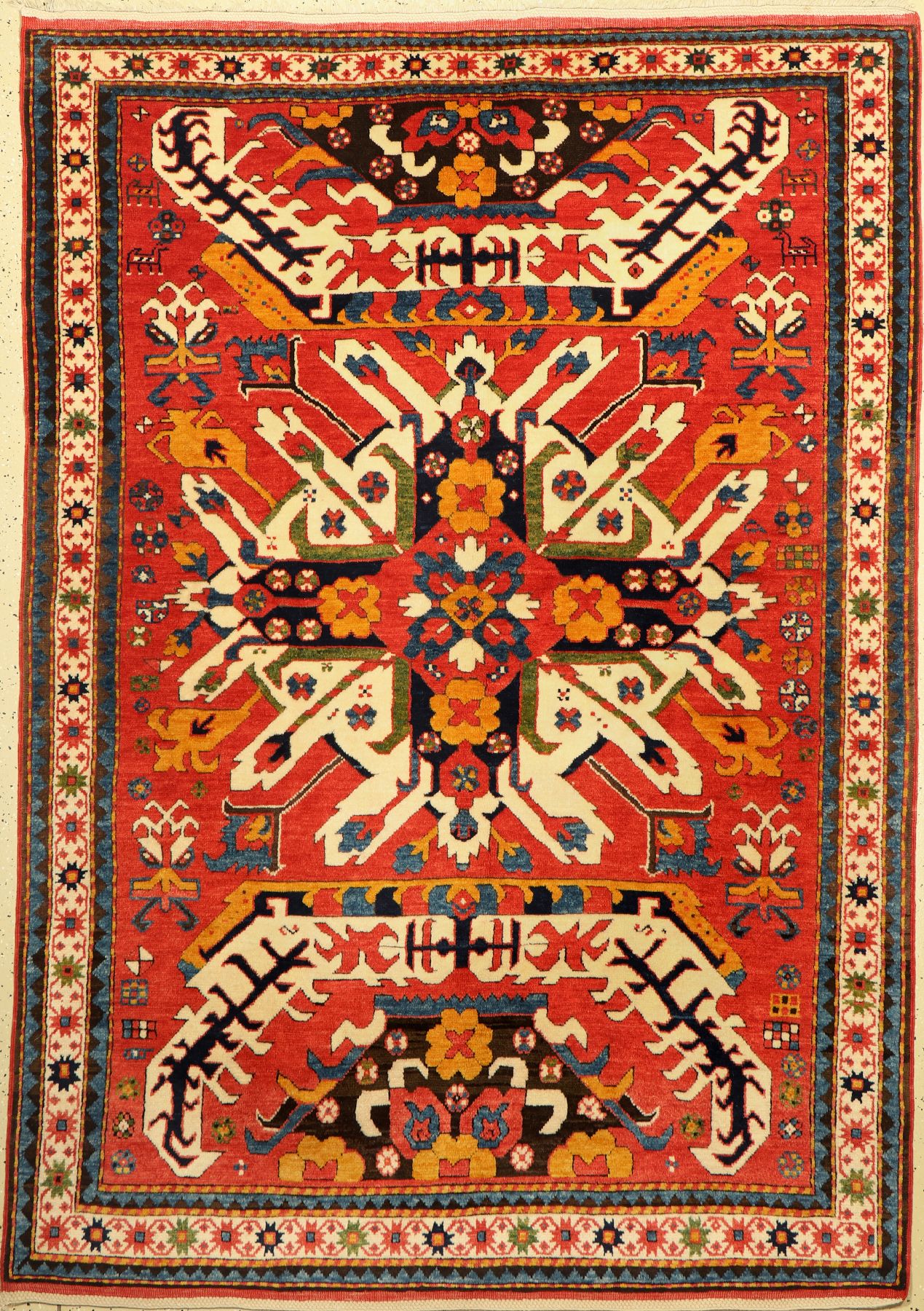 Adler Kazak(Reproduktion), Türkei, ca. 20 Jahre, Wolle auf Wolle, ca. 245 x 172 cm, (Pflanzenfarben), EHZ: 2