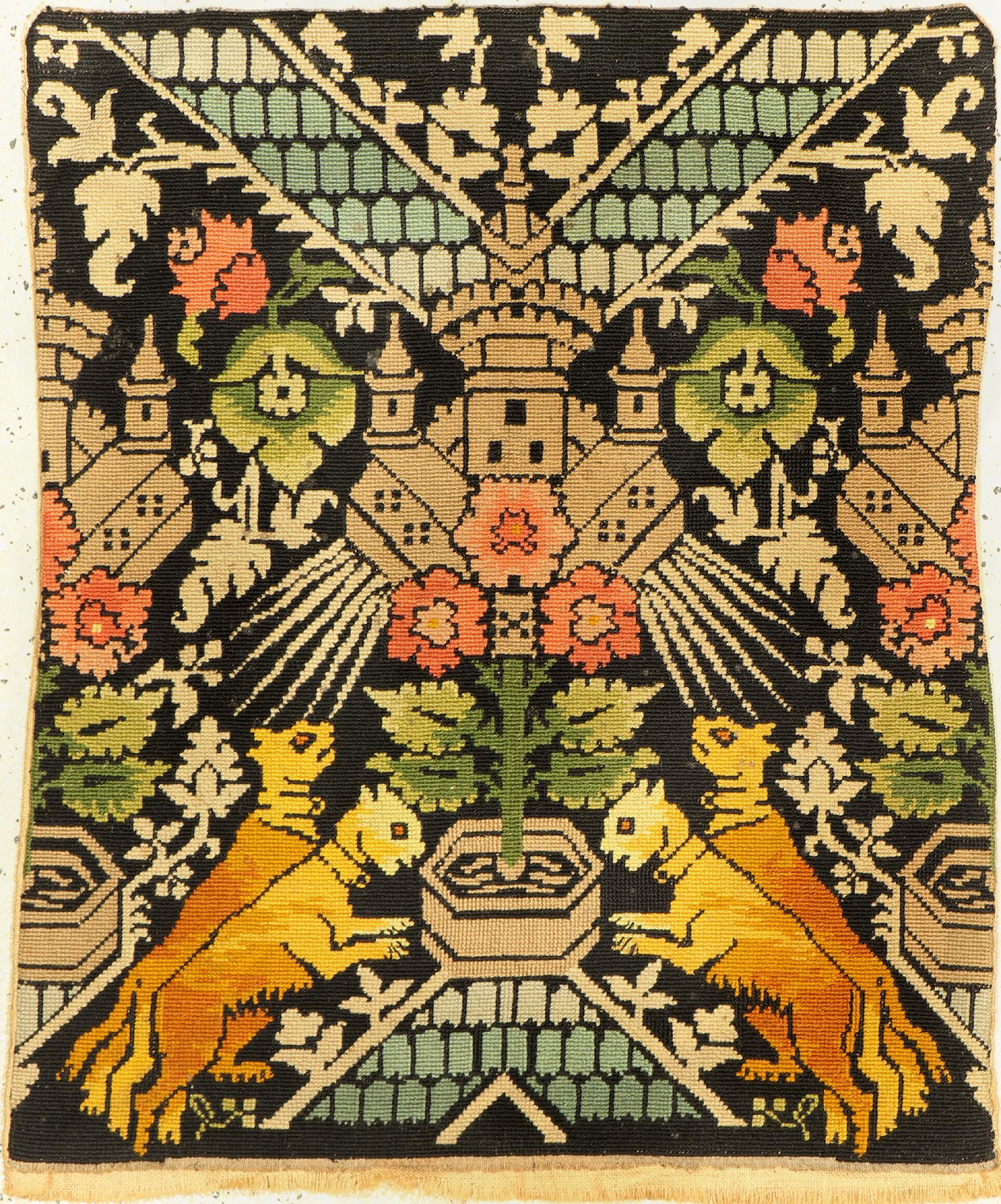 Antiker Petit Point, Europa, um 1900, Wolleauf Wolle, ca. 92 x 80 cm, EHZ: 3