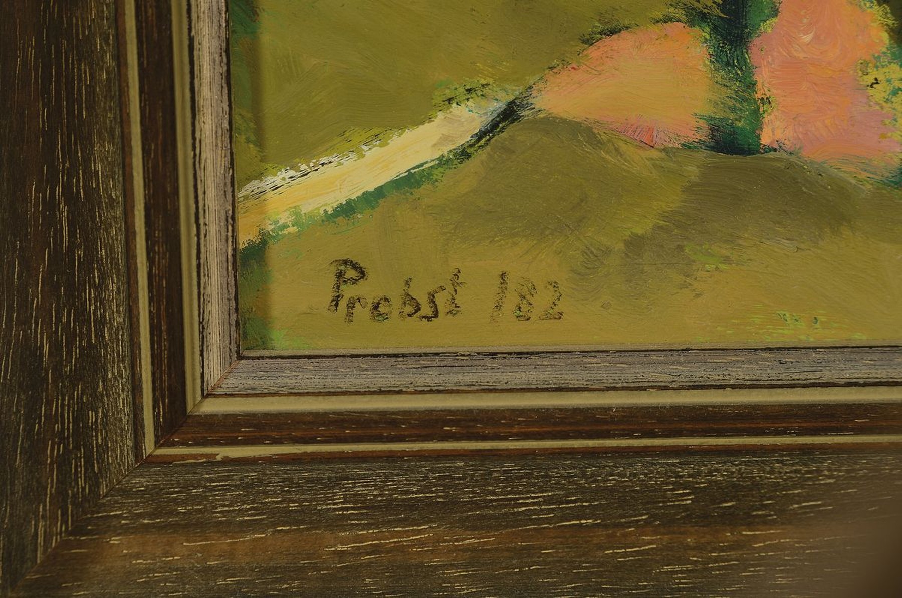 Detail a: Franz Probst, 1912 Füssen-1999, Landschaft in der Toskana, Öl/Hartfaser, links unten signiert und bez.: 182, ca. 25x30cm, R. ca. 37x42cm