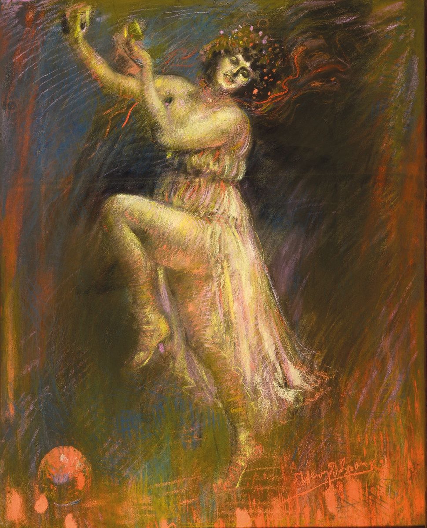 Henry de Groux, 1866 Brüssel-1930 Marseille, die tanzende Isadora Duncan, Pastell auf Papier, rechts unten signiert, ca. 73x58cm, u.Gl., R. ca. ...