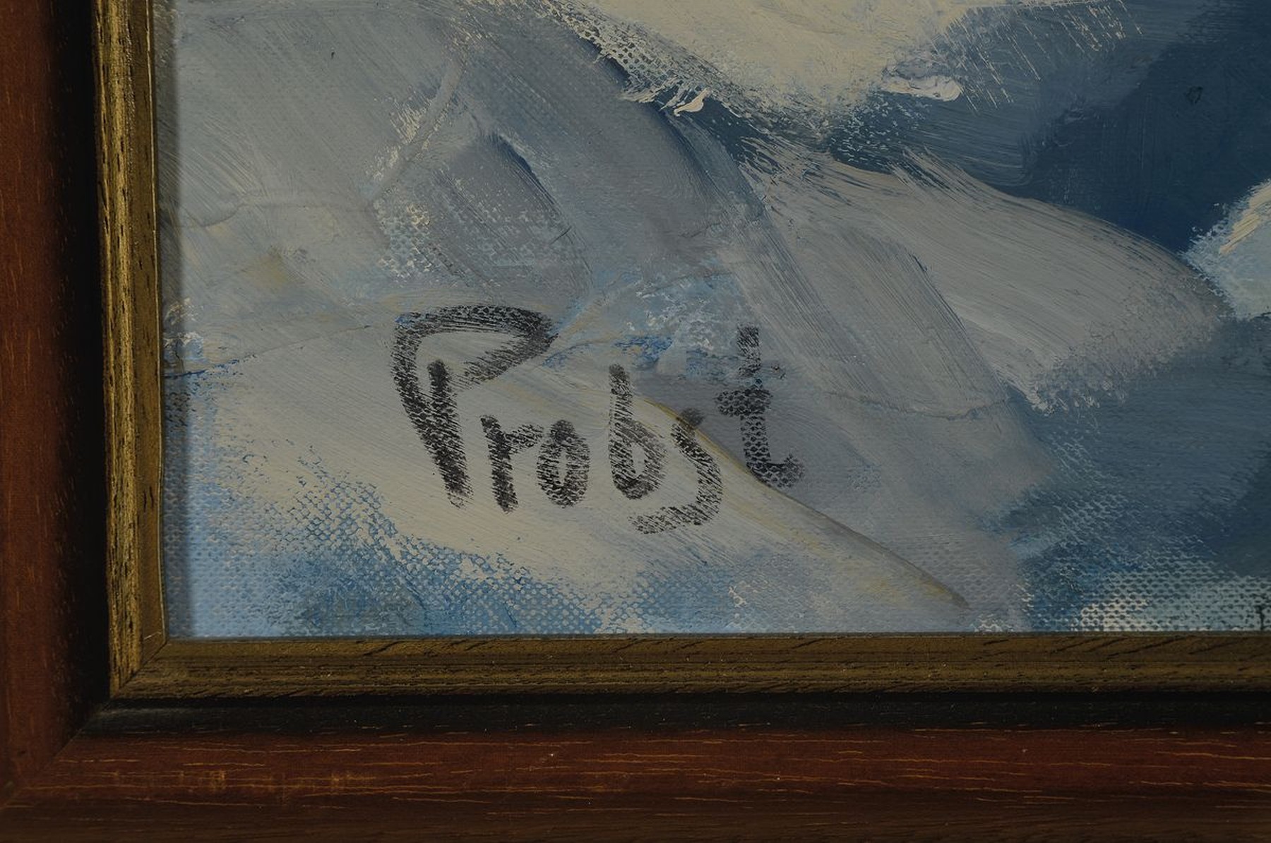 Detail a: Franz Probst, 1912 Füssen-1999, Verschneite Winterlandschaft mit Bach und Bäumen, Öl/Hartfaser, links unten signiert, ca. 66x54cm, R. ca. 72x61cm