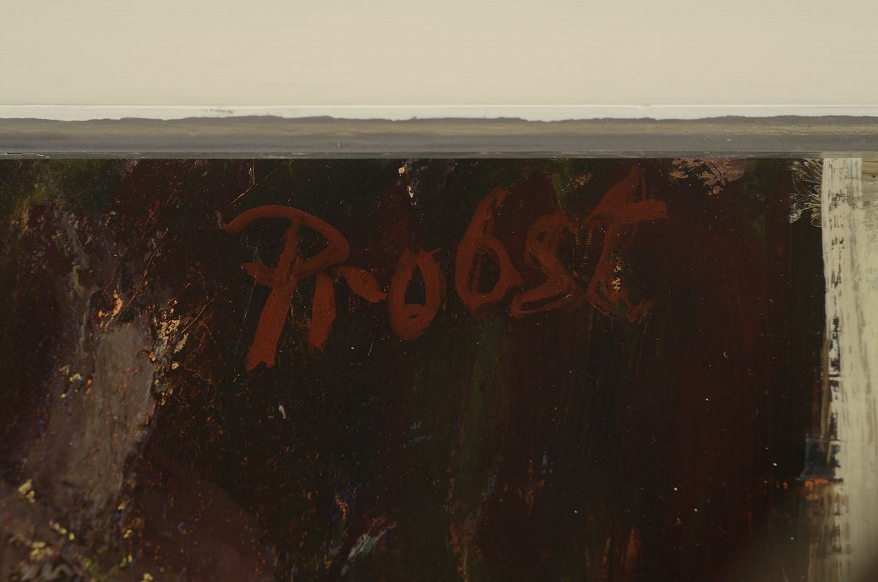 Detail a: Franz Probst, 1912 Füssen-1999, Blick auf den Balkon, Öl/Hartfaser, links oben signiert, ca. 56x68cm, R. ca. 67x77cm
