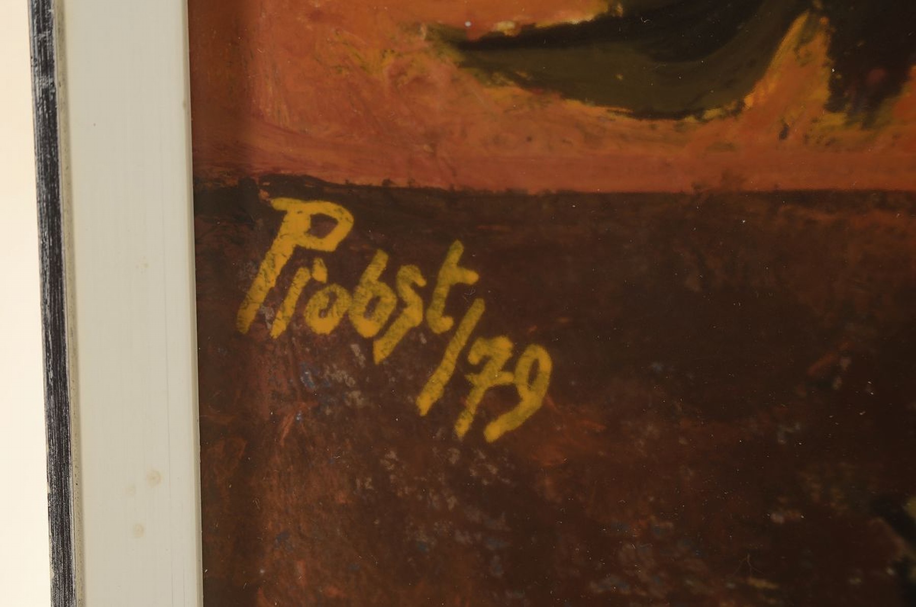 Detail a: Franz Probst, 1912 Füssen-1999, Stillleben mit Sonnenblumen, Öl/Hartfaser, seitlich links signiert und dat. 79, ca. 49x83cm, u.Gl., R. ca. 51x85cm