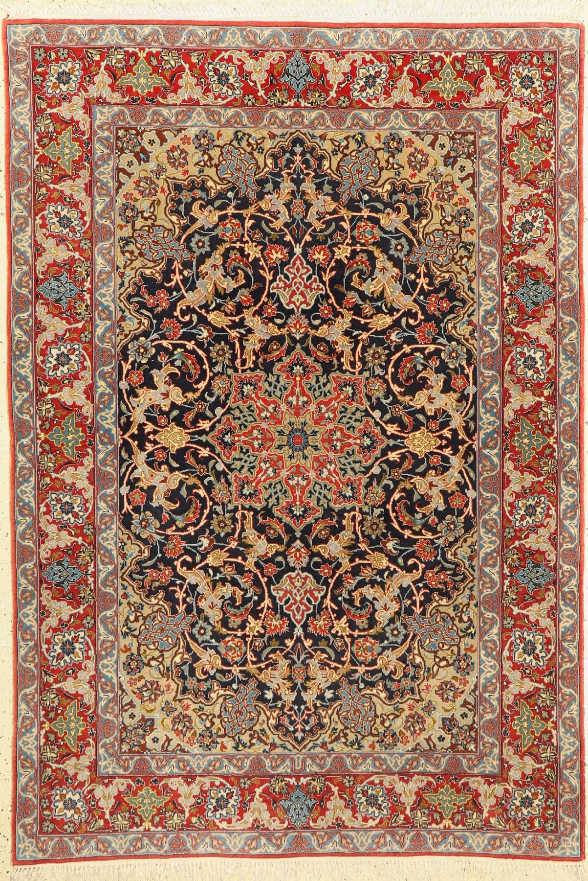 Esfahan fein, Persien, ca. 50 Jahre, Korkwolle auf Seide, ca. 160 x 110 cm, ca. 1,0Mio. Kn/qm, EHZ: 2