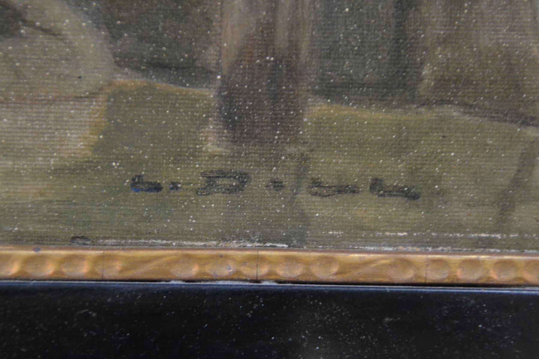 Detail b: Ludwig Dill, 1848 Gernsbach-1940 Karlsruhe, Fischerboote bei Chioggia, Öl/Malkarton, rechts unten signiert, ca. 35x48cm, R. ca. 53x66cm