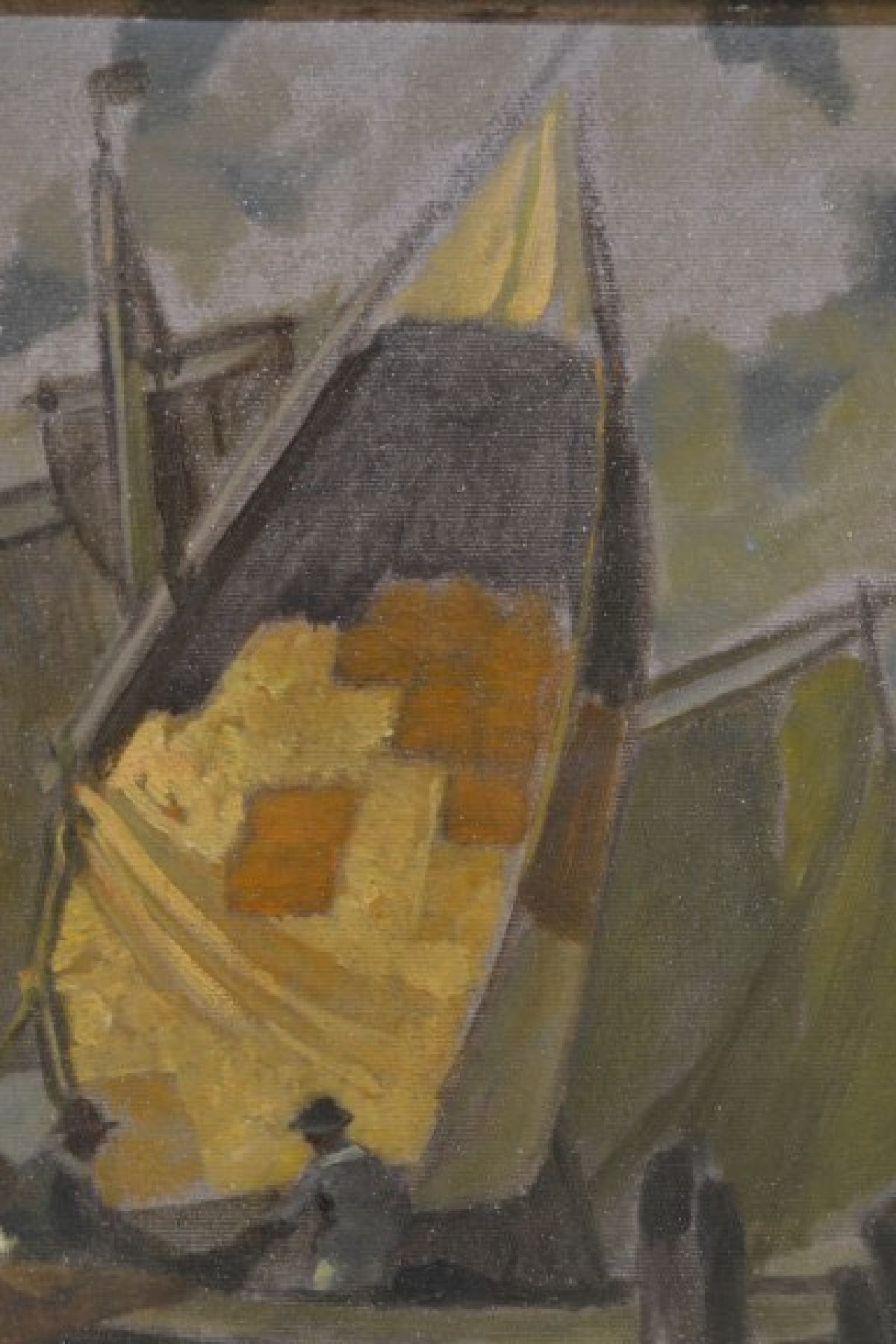 Detail d: Ludwig Dill, 1848 Gernsbach-1940 Karlsruhe, Fischerboote bei Chioggia, Öl/Malkarton, rechts unten signiert, ca. 35x48cm, R. ca. 53x66cm
