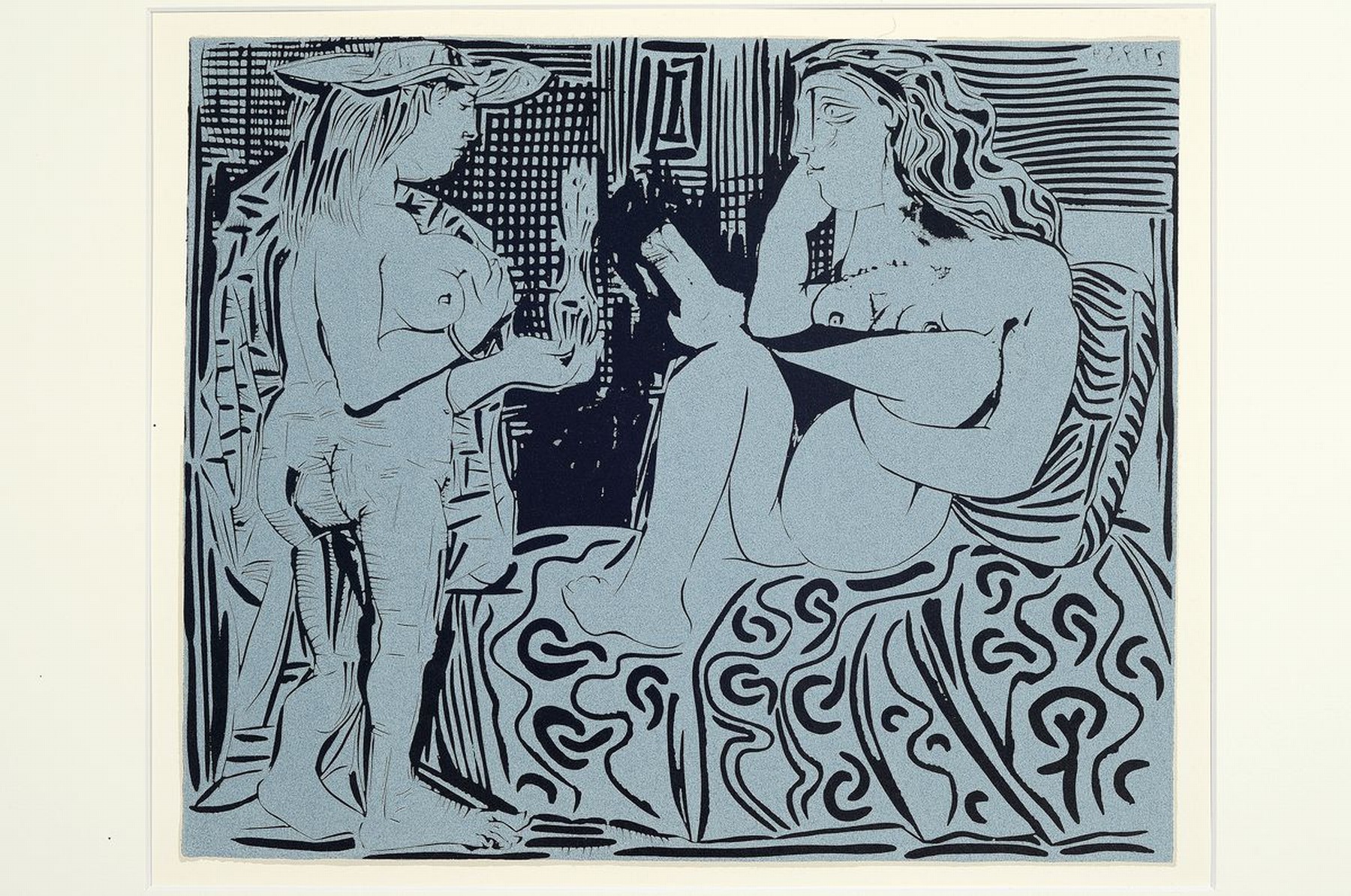 Detail k: Pablo Picasso, 1881 Malaga - 1973 Mougins, "Deux Femmes avec un vase a fleurs", Linolschnitt nach dem Original von 1959, HatjeCantz u. ...