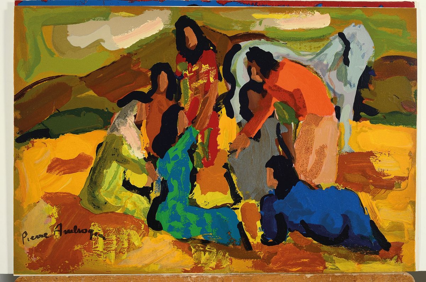 Detail l: Pierre Ambrogiani, 1907 Ajaccio - 1985 Allauch, zwei Farbholzstiche auf Bütten, "Les faucheurs" und "Les gitans", Paris um 1960, ...
