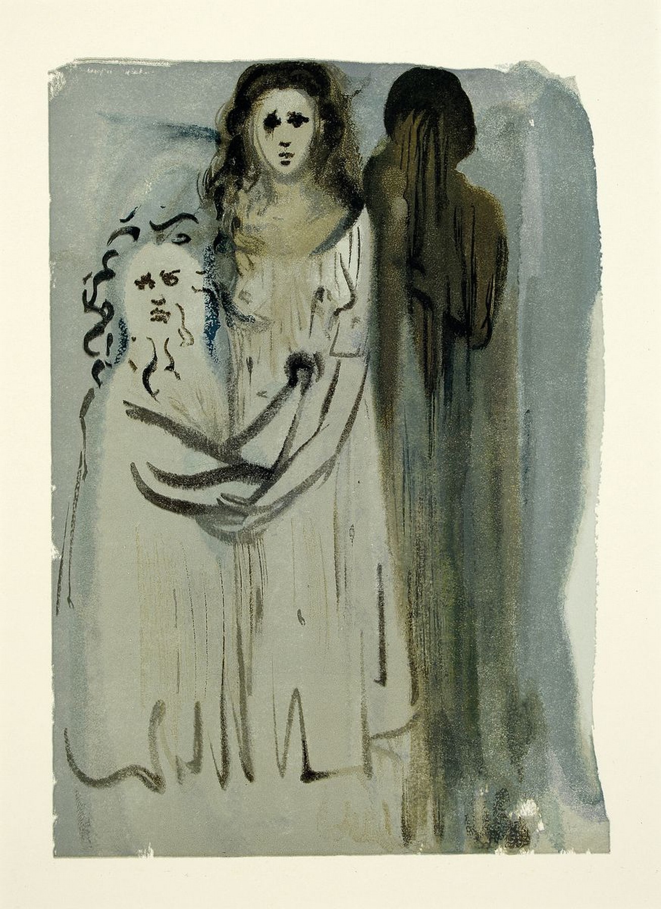 Detail b: Salvador Dali, 1904 Figueres - 1989 ebenda, drei Farbholzschnitte auf Rives, aus der Seriezu Dante Alighieris "Die Göttliche Komödie": ...