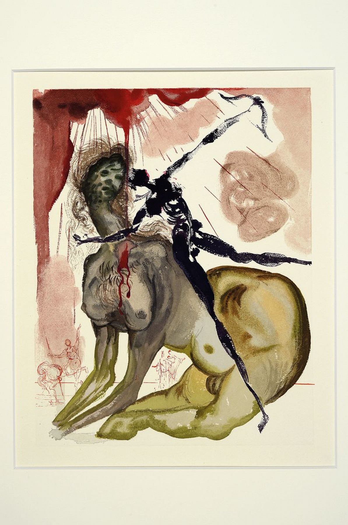 Detail l: Salvador Dali, 1904 Figueres - 1989 ebenda, drei Farbholzschnitte auf Rives, aus der Seriezu Dante Alighieris "Die Göttliche Komödie": ...