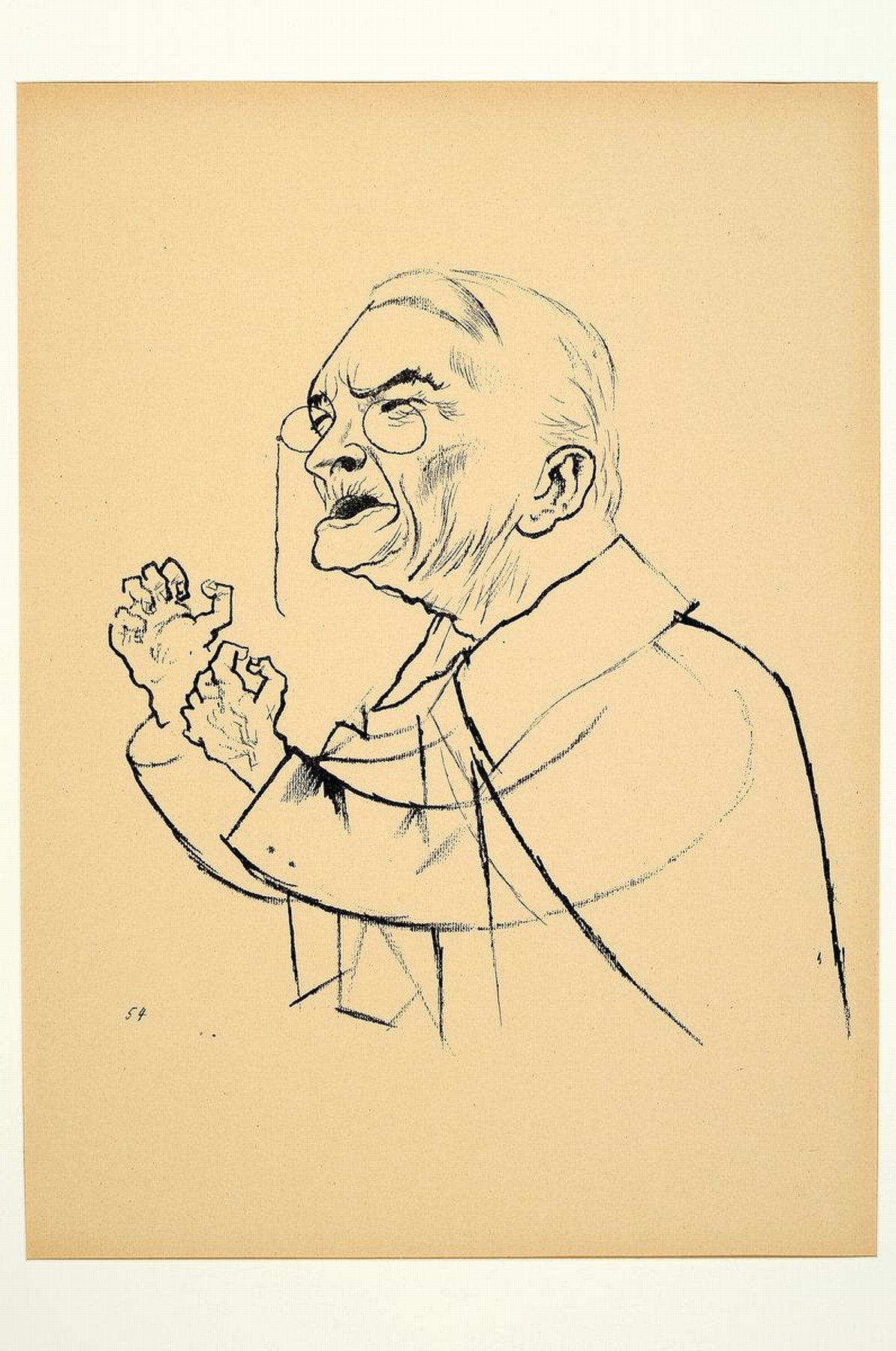 Detail k: George Grosz, 1893 Berlin - 1959 ebenda, drei orig. Lithographien: Studie einer Dame imLehnstuhl, Studie eines Mannes u. einer Frau und Karikatur des ...