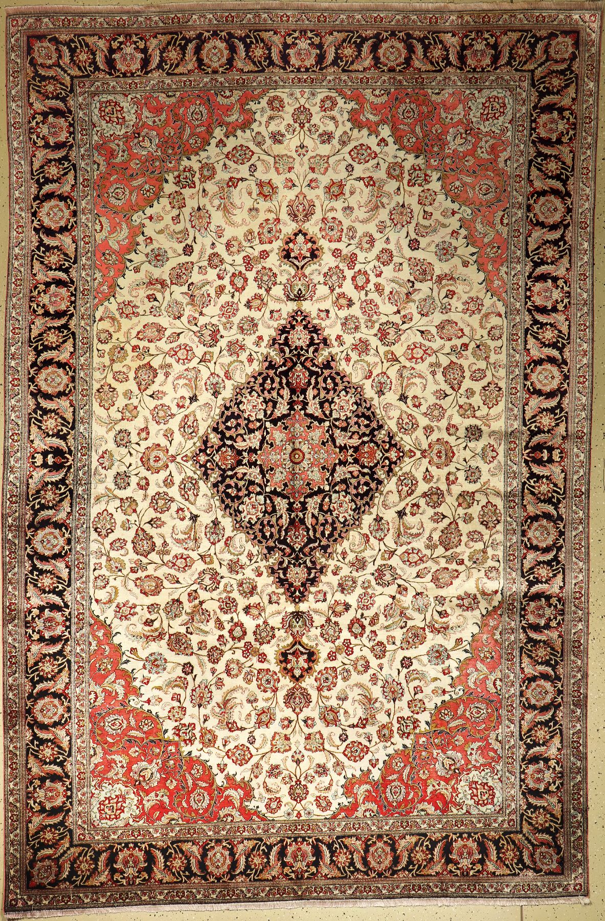 Ghom Seide fein, Persien, ca. 50 Jahre, reine Naturseide, ca. 300 x 200 cm, ca. 1,0 Mio. Kn/qm, EHZ: 2