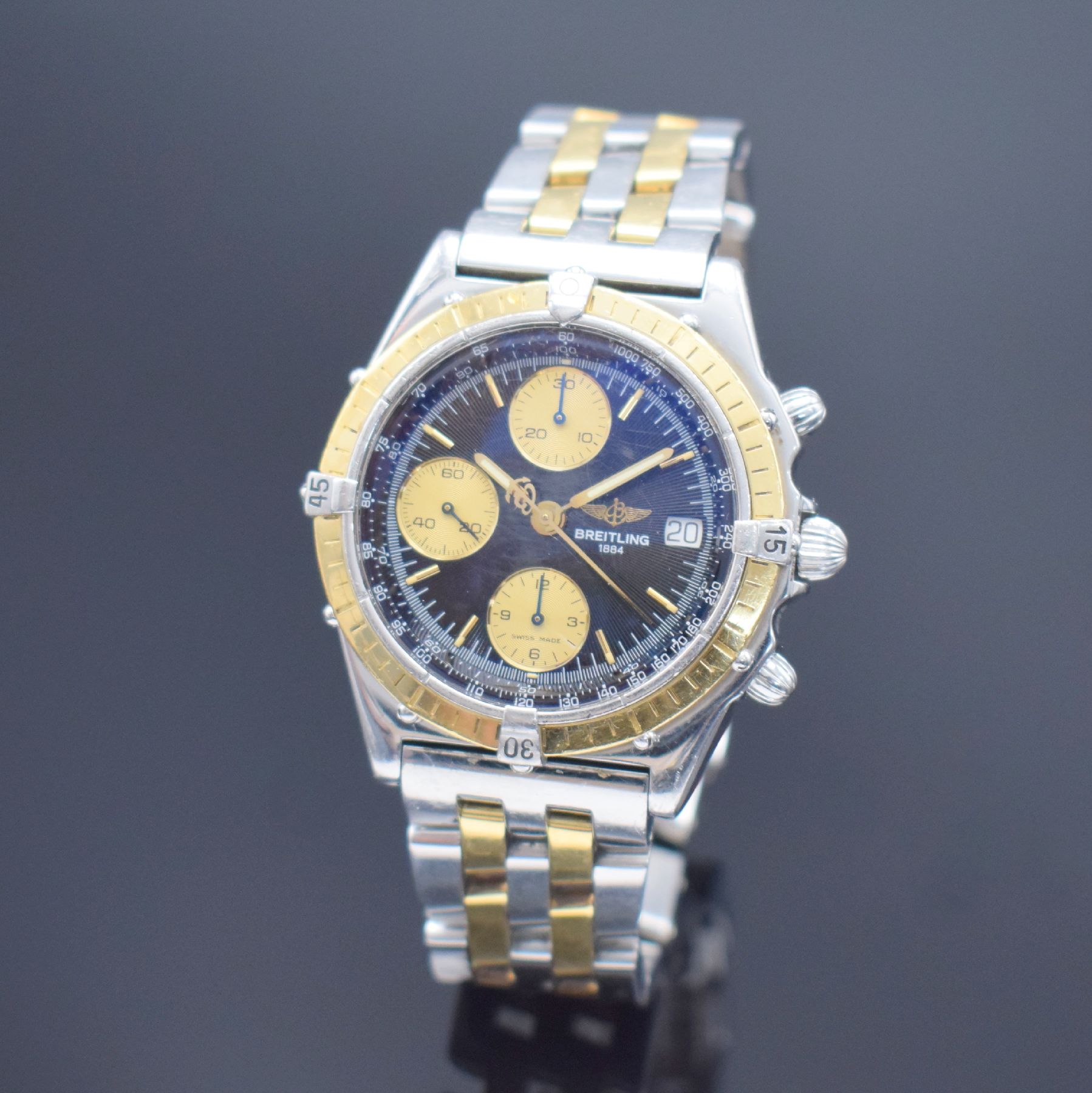 BREITLING Herrenarmbanduhr Modellserie Chronomat Referenz D13050, Automatik, Edelstahl/Gold kombiniert inkl. Pilotband, Lün. m. 60er Teilung eins. ...