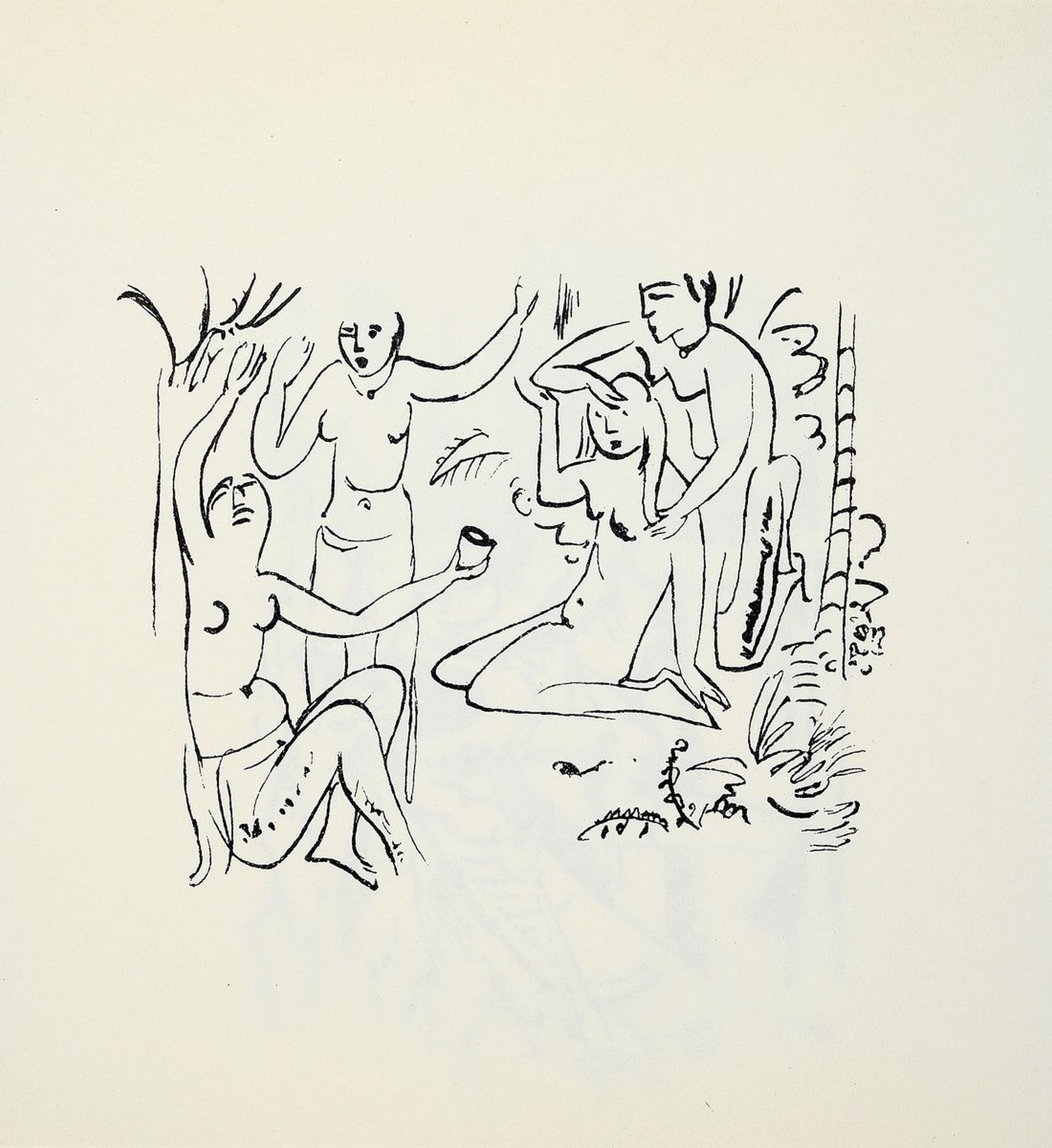 Detail a: Hermann Max Pechstein, 1881 Zwickau - 1955 Berlin, Zwei Lithographien (1972), Verlag Propyläen, Berlin 1972, 400er Auflage, nach den ...
