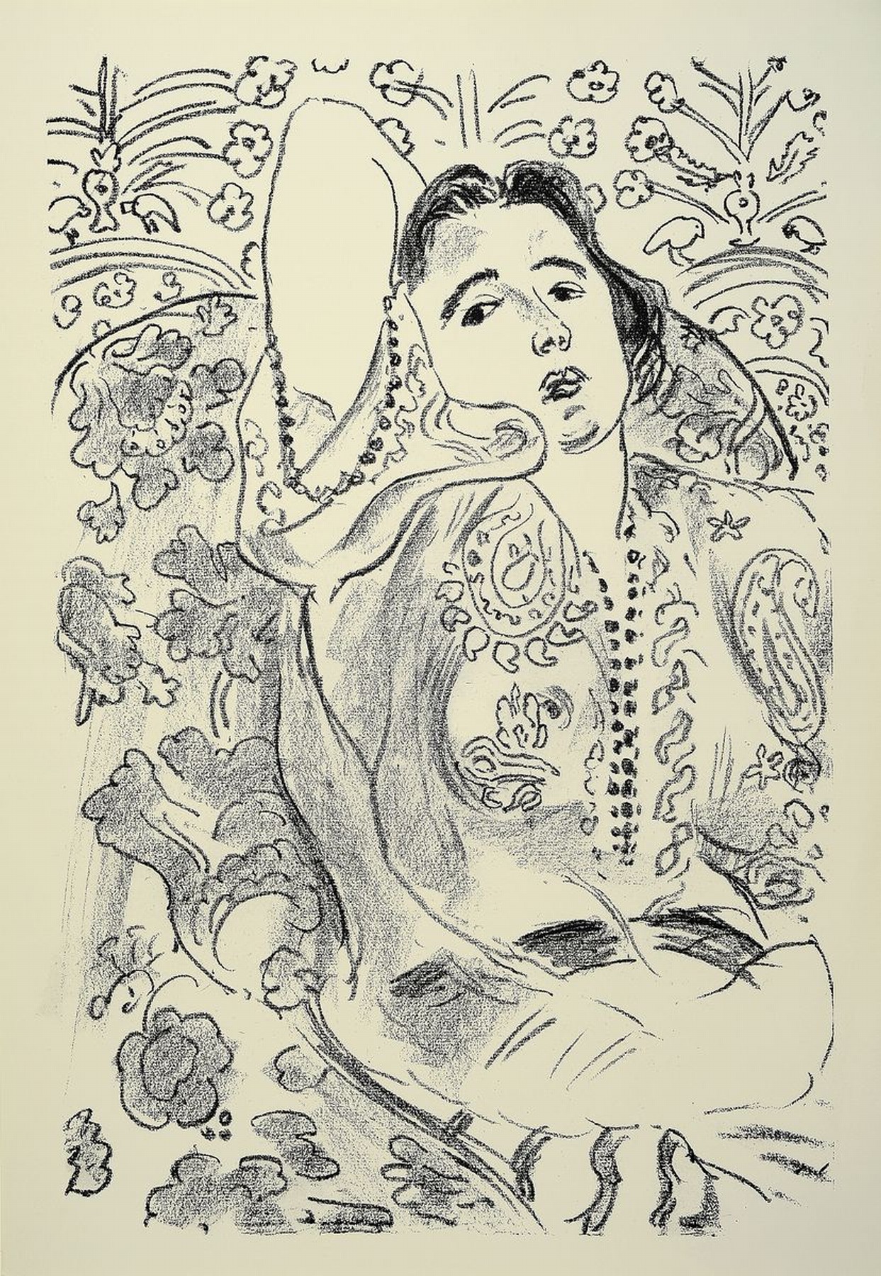 Henri Matisse, 1869 Le Chateau-Cambresis - 1954 Nizza, Vierfarbdruck, "Arabesque" (Lithographie 1924), Galerie Maeght, Paris, Alterssp., ...