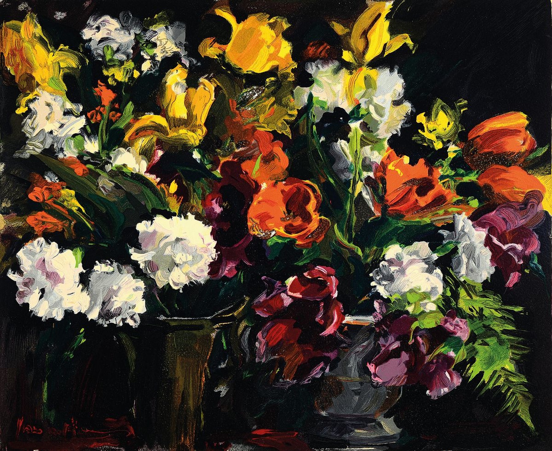 Maurice de Vlaminck, 1876 Paris - 1958 Rueil -la-Gadaliere, zwei Heliogarvuren, "Les Deux Vases de Fleurs" u. "L'Angelus", ...