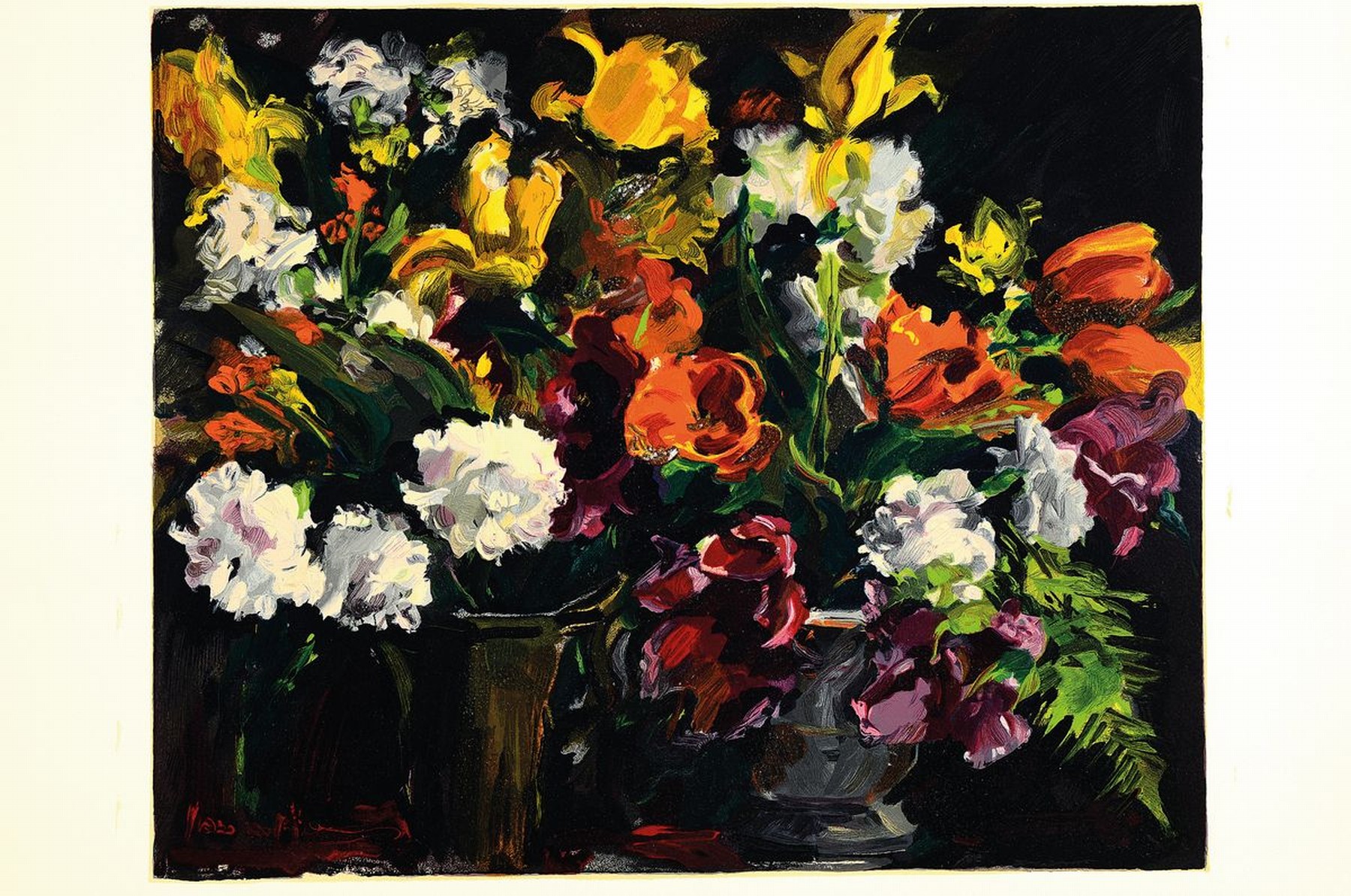 Detail k: Maurice de Vlaminck, 1876 Paris - 1958 Rueil -la-Gadaliere, zwei Heliogarvuren, "Les Deux Vases de Fleurs" u. "L'Angelus", ...