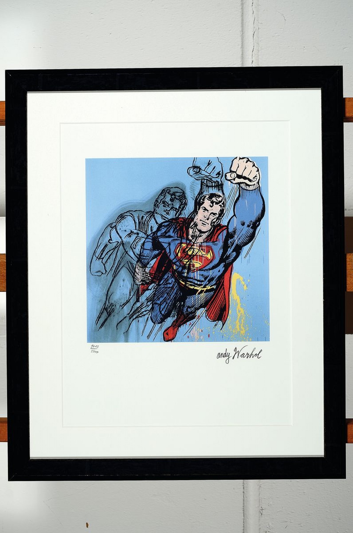 Detail k: Andy Warhol, 1928 Pittsburgh - 1987 New York , Lithographie auf Museum Board, "Superman",handnummeriert Ed. 1713/5000, im Druck signiert, ...
