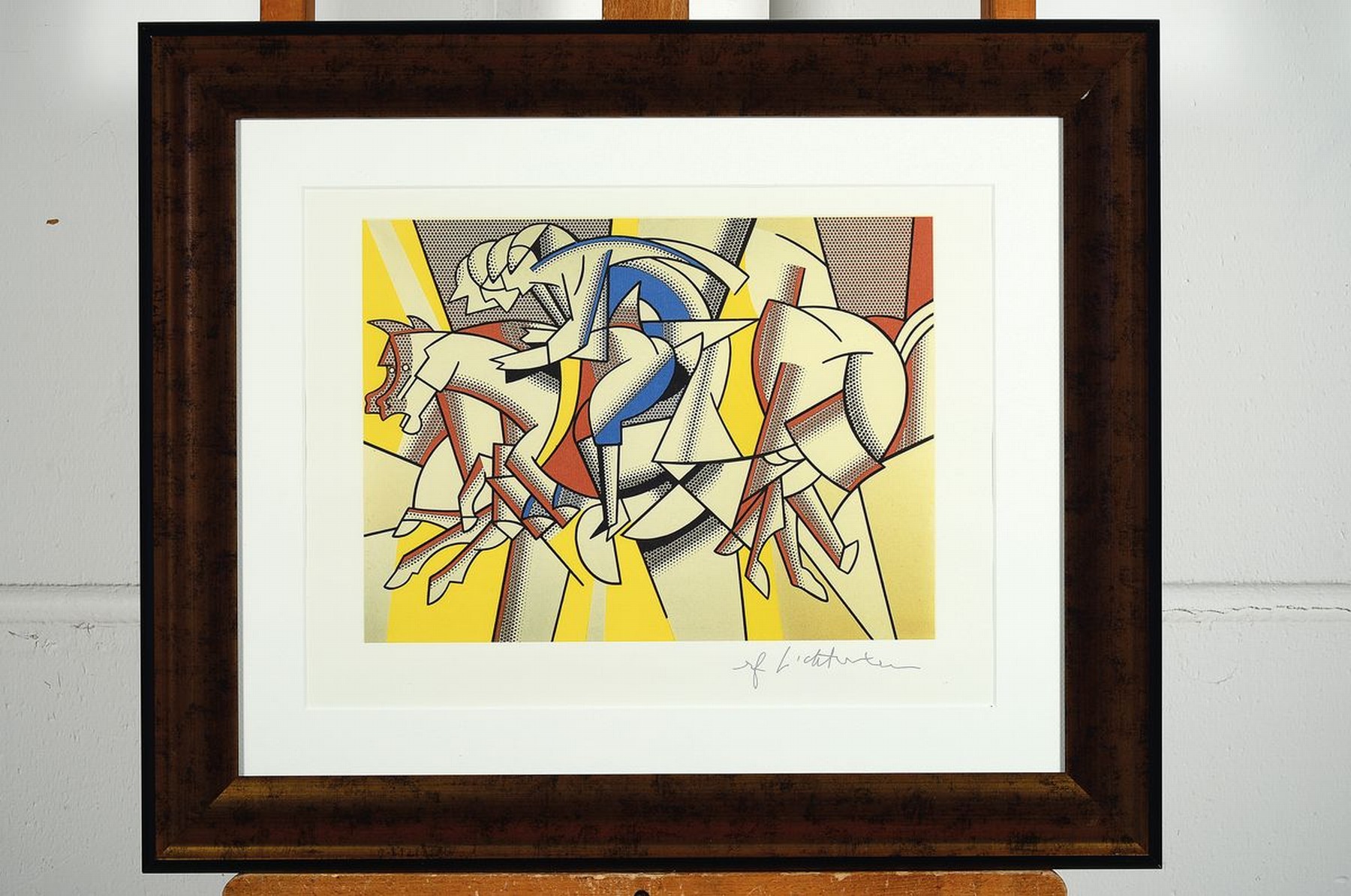Detail k: Roy Lichtenstein, 1923 New York - 1997 New York, Lithographie, "Horseman"/Der Rote Reiter, Rezeption des futuristischen Gemäldes Carlo ...