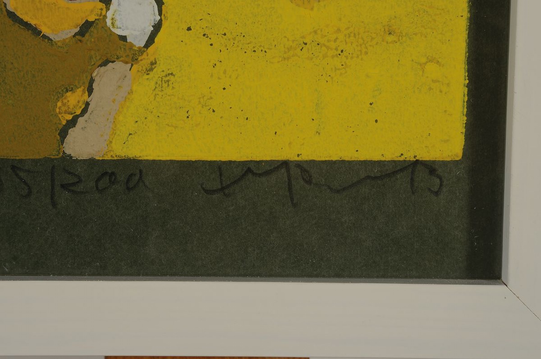 Detail a: Klaus Fußmann, geb. 1938 Velbert, Farblinolschnitt auf grünem Papier, handsign., num. 165/200, ca. 9x12cm, u.Gl., R. ca. 17.5x17.5cm