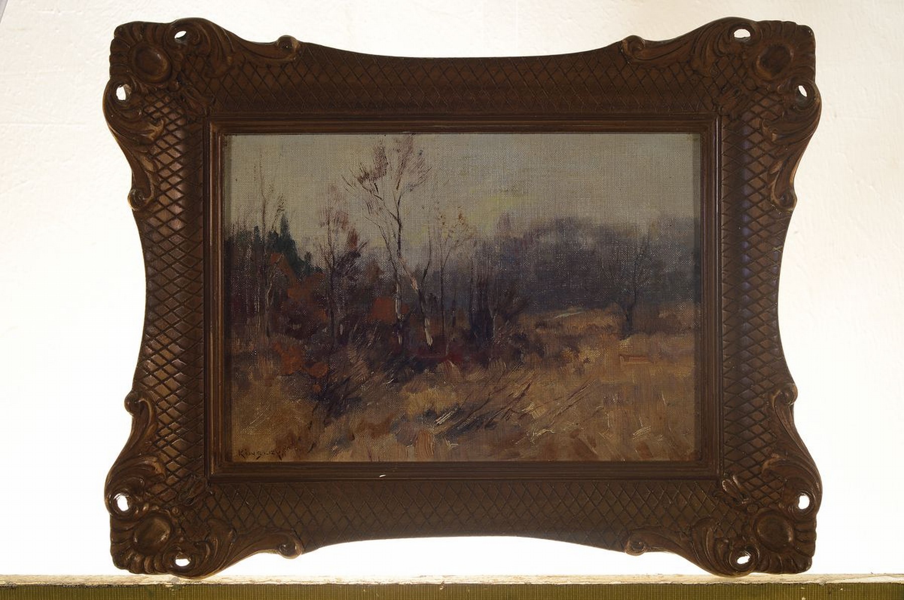 Detail k: Nelson Gray Kinsley, 1863 Canton/USA-1945 Kronberg/Taunus, Herbstliche Landschaft am Waldrand, Öl/Malkarton, links unten signiert, ca. 16x24cm, R. ...