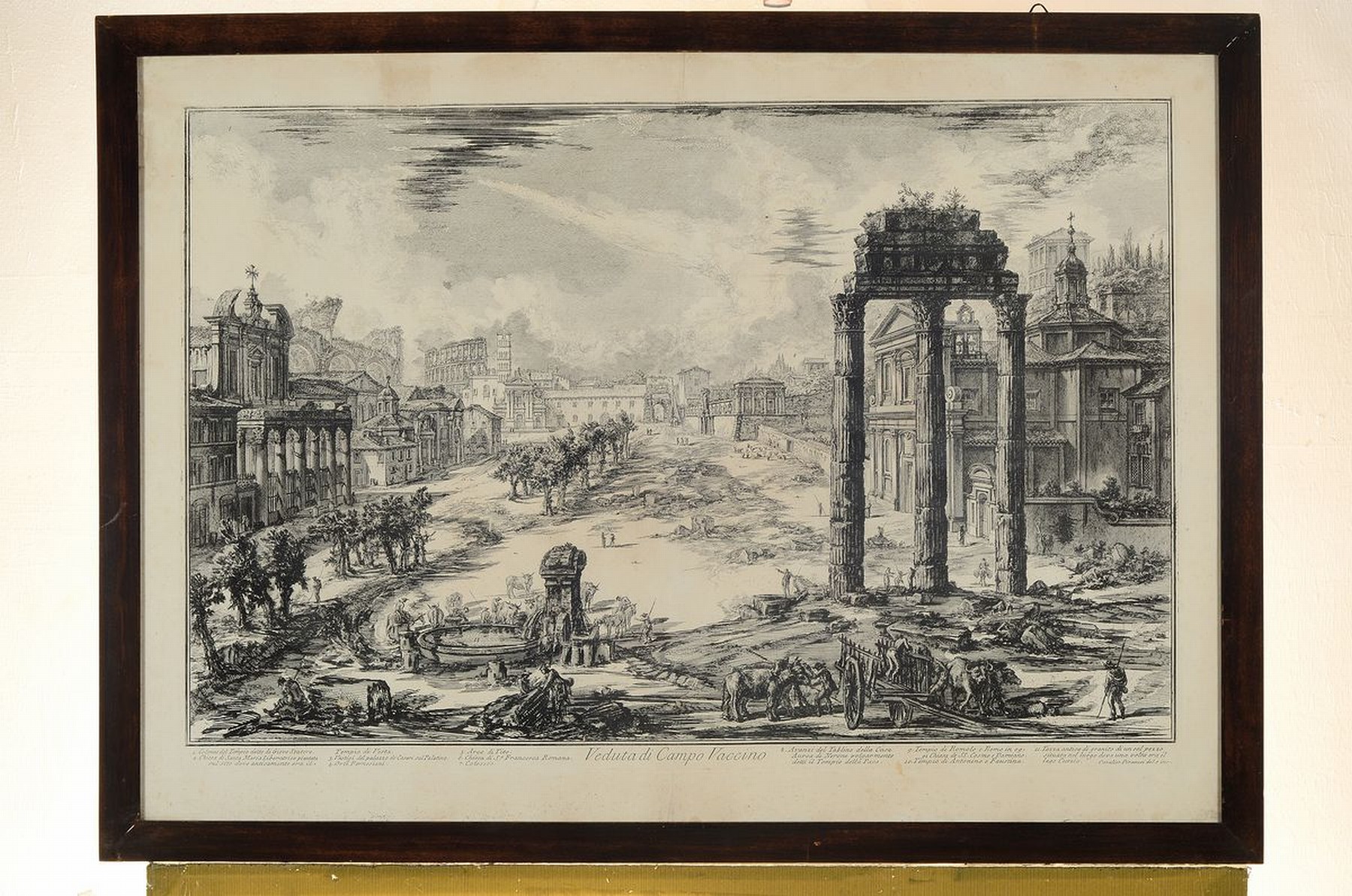 Detail k: Giovanni Battista Piranesi, 1720-1778, Veduta di Campo Vaccina, Kupferstich, betitelt und mit Beschreibung, leicht fleckig und gebräunt, ...