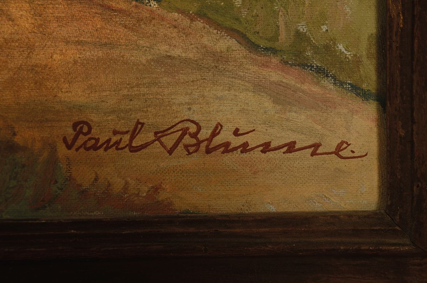 Detail a: Paul Blume, 1900 - 1980 Mannheim, süddeutscher Maler, großformatige Ansicht der Stadtmühle Dinkelsbühl, verso auf Keilrahmen bez., rechts unten ...