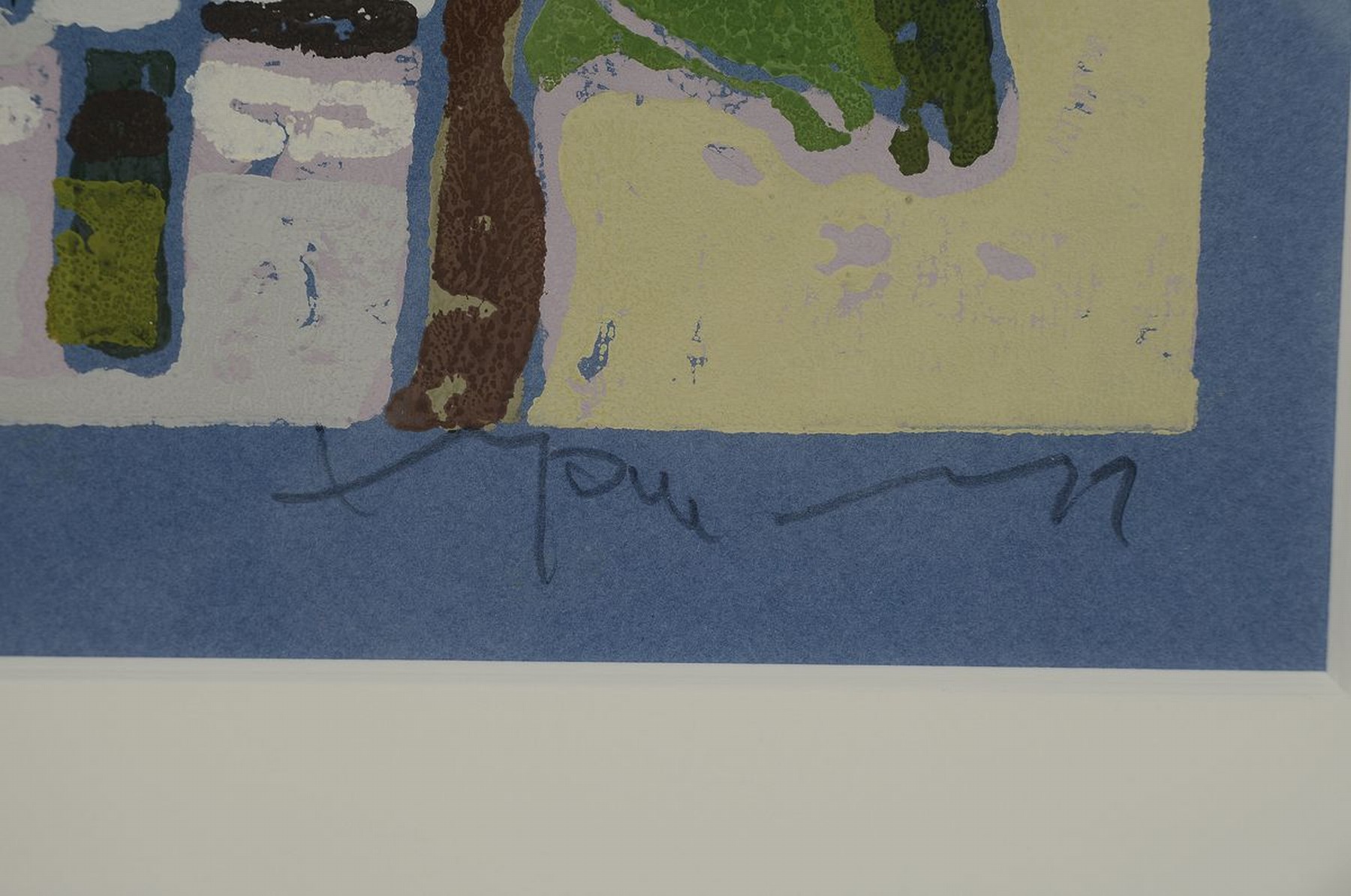 Detail a: Klaus Fußmann, geb. 1938 Velbert, Sumpfdotterblumen und Flieder, Farblinolschnitt auf blauem Papier, handsigniert und num. 43/120, ca. 21x30cm, ...