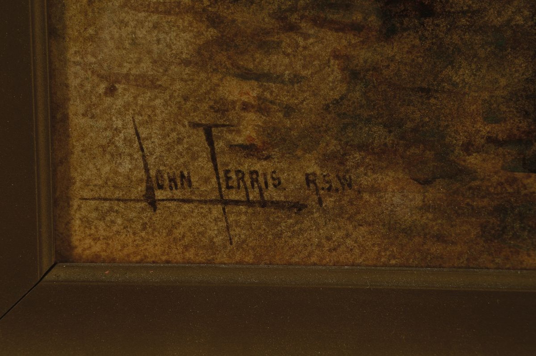 Detail a: John Terris, 1865-1914 Glasgow, Lit. vgl. Thieme-Becker, Studium an der Birmingham School of Landscape Painting, hier: Häuser an der Küste, ...