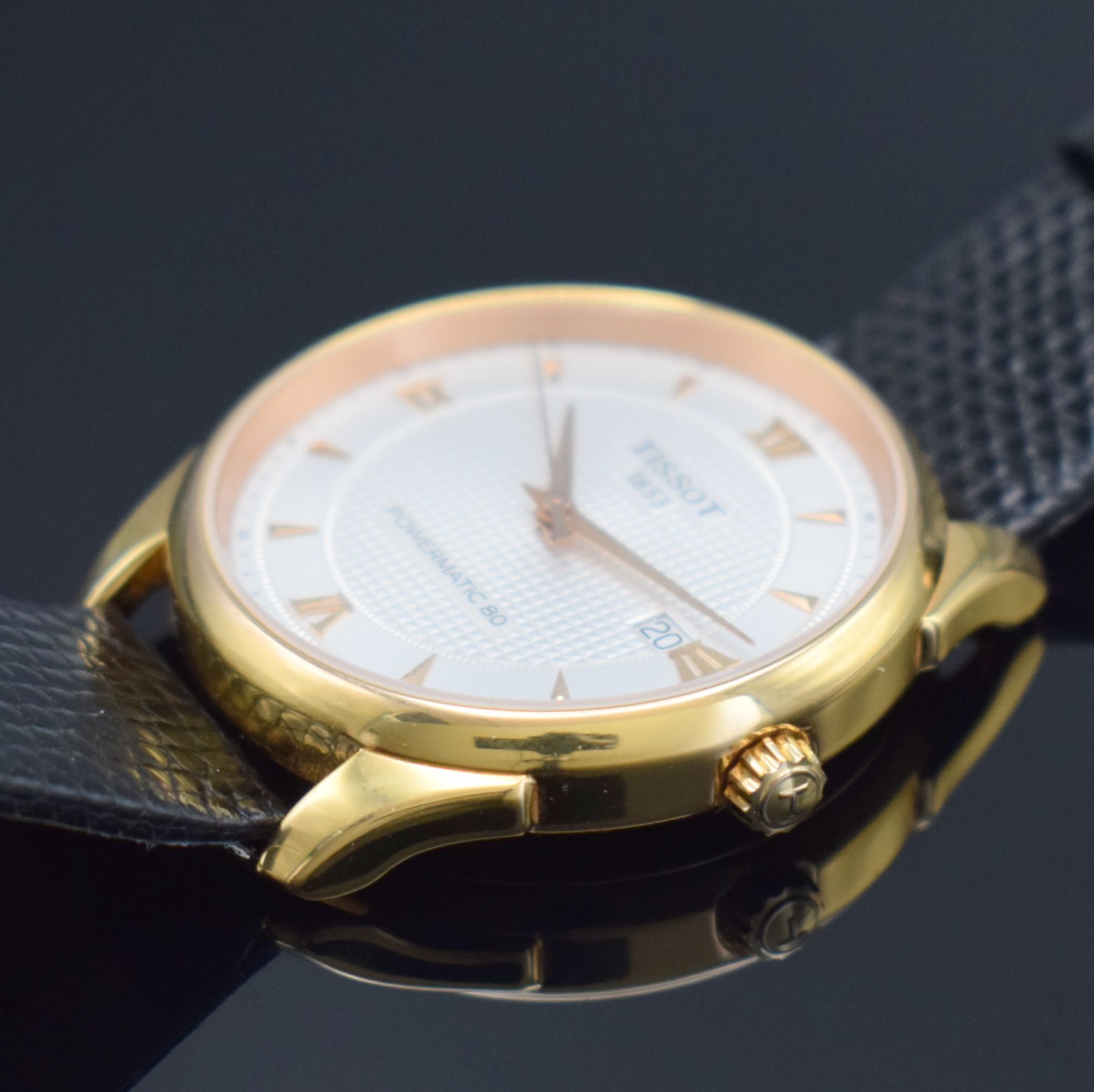 Detail d: TISSOT Herrenarmbanduhr Vintage Powermatic 80 in RG 750/000 Referenz T920407A, Automatik, 2-teil. Geh. beids. vergl., Boden 4-fach verschr., ...