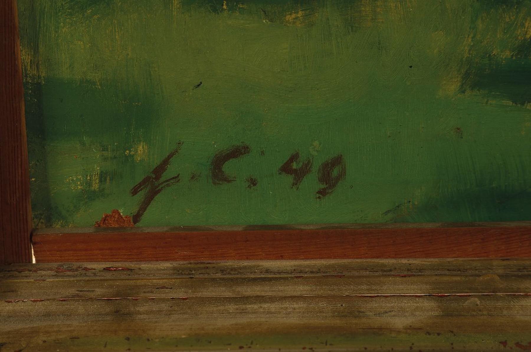 Detail a: Hermann Croissant, 1897 - 1963, "Apfelbaum", in voller Blüte, Öl/Malkarton, rückseitig betitelt und dat. 49 und bezeichnet, li. u. ...