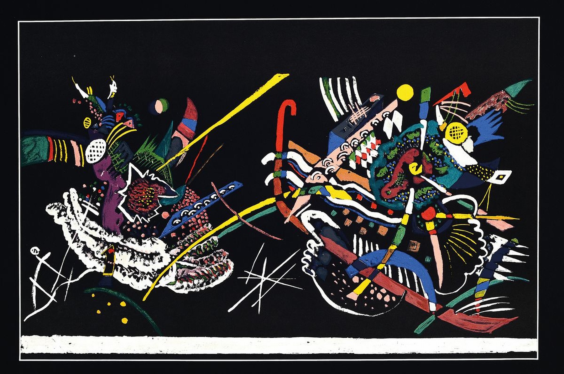 Detail k: Wassily Kandinsky, 1866 Moskau - 1944 Neuilly -sur-Seine, Farblithographie, "Juryfreie", nach dem Entwurf für ein Wandbild (1922), Arte ...