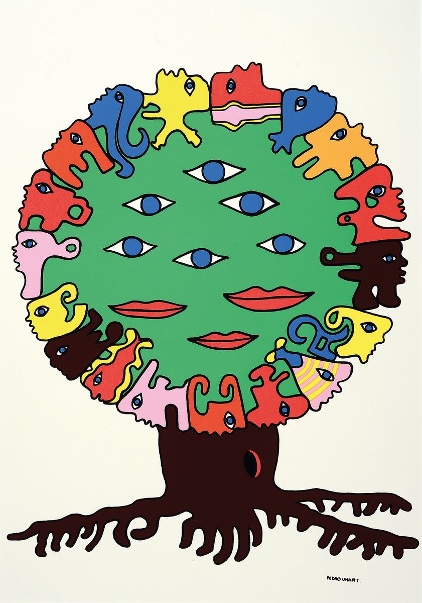 Pedro Uhart, geb. 1938 Concepcion/Chile, Farbserigraphie, "Tree Eye" (1978), im Druck signiert, unter PP, 58x41 cm