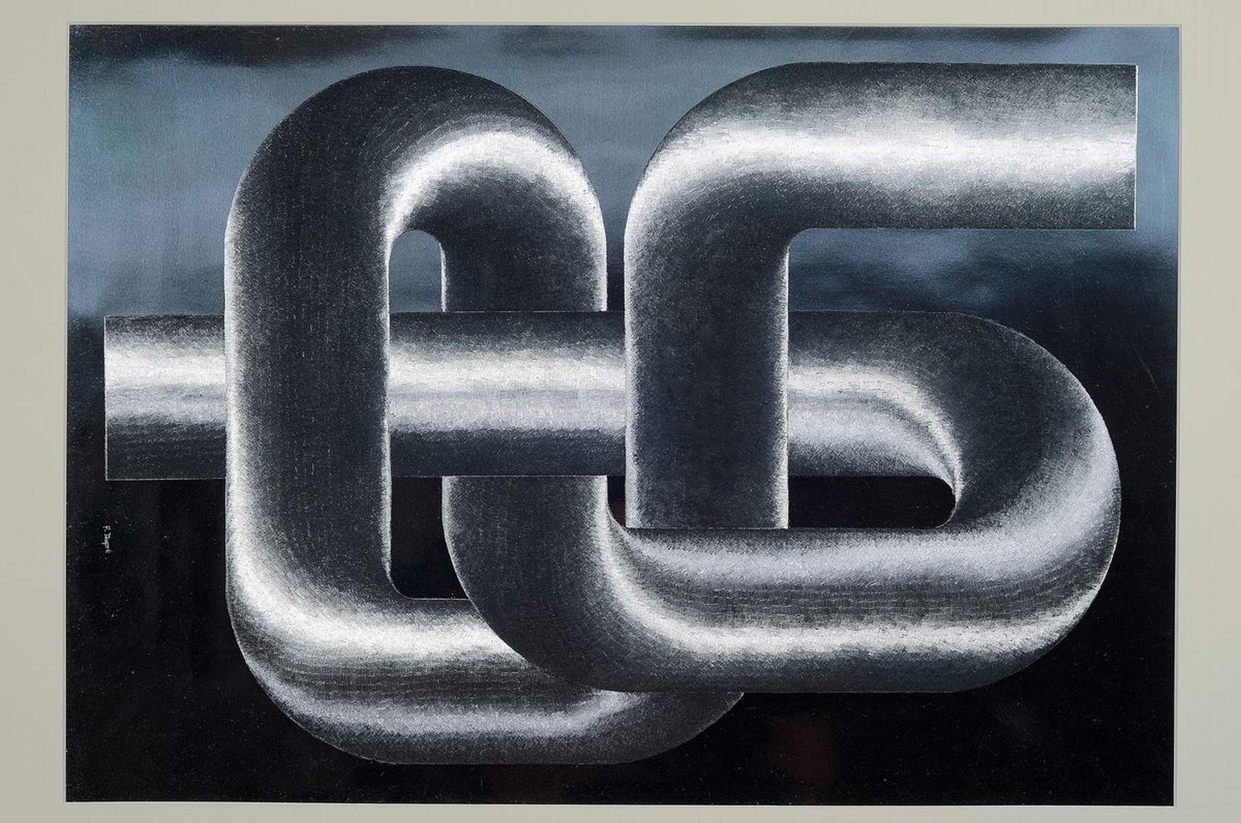 Detail k: Patrick Dupre, geb. 1945 Paris, Gravur-Reproduktion auf Aluminiumfolie, "Sculpture cinetique", OP-Art Komposition aus verschlungenem ...